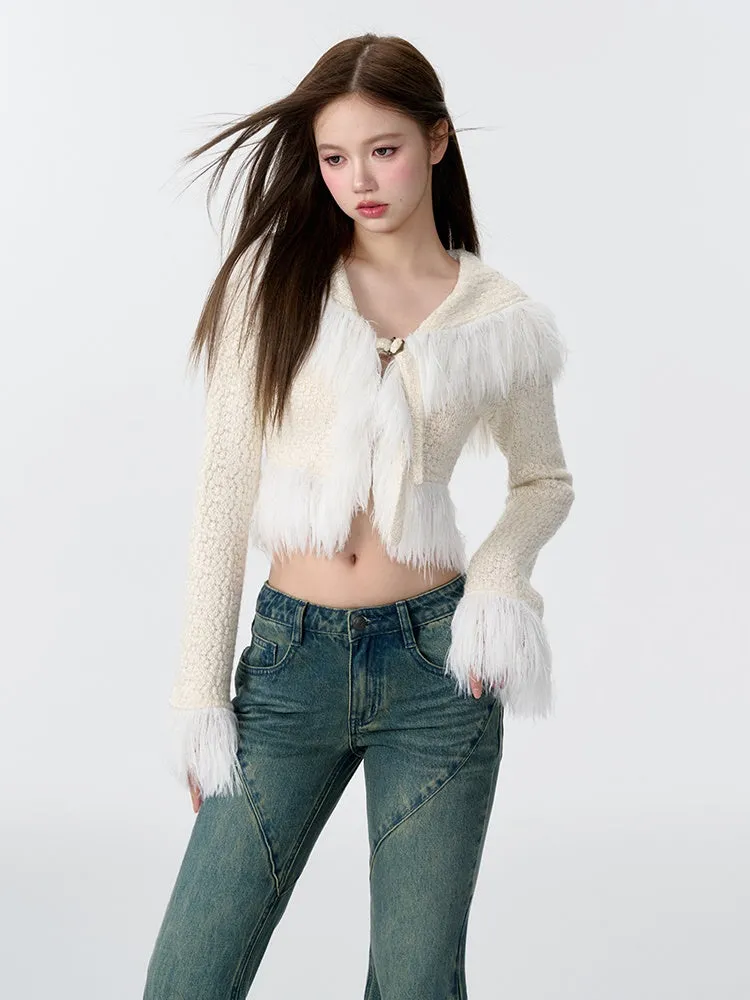 Fur Stitch Knitted Texture Short Cardigan