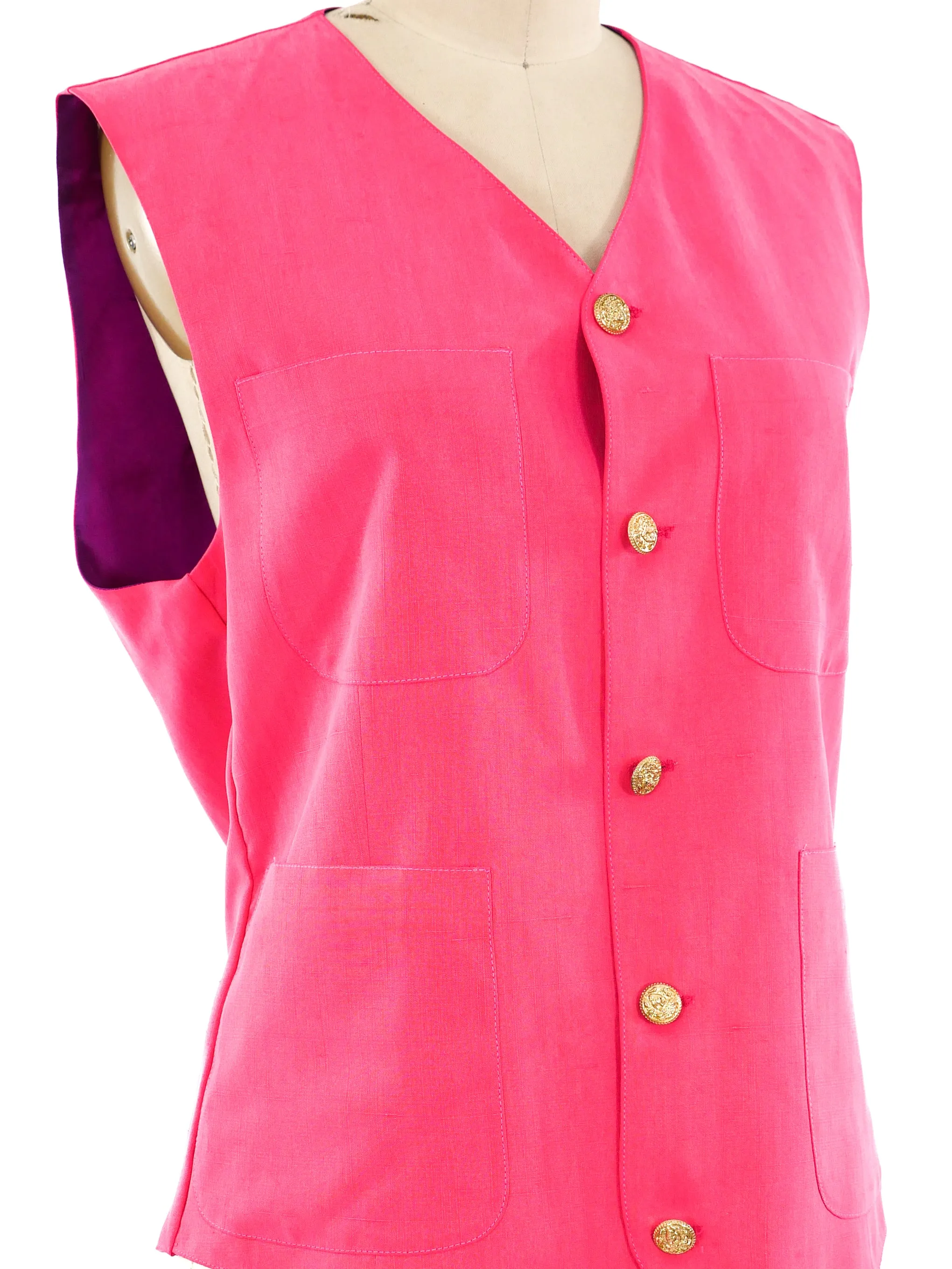 Gianni Versace Fuchsia Silk Vest