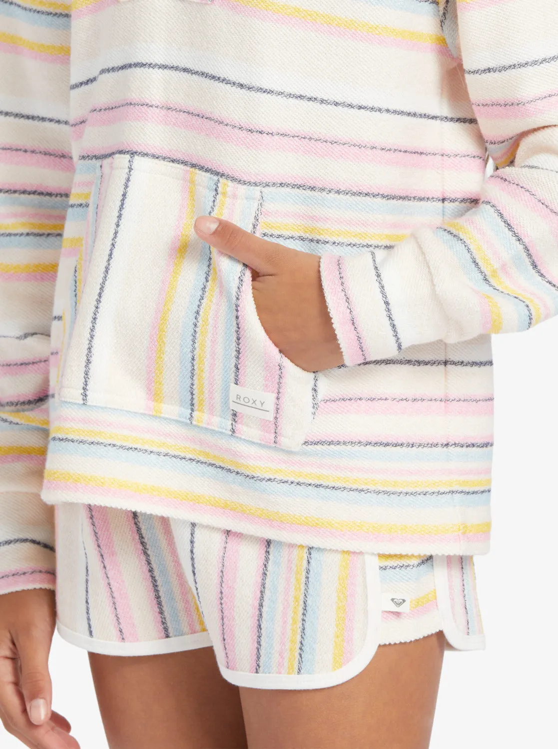 Girls 4-16 Feels Like Summer Poncho Hoodie - Pale Dogwood Hazy Stripe Clean