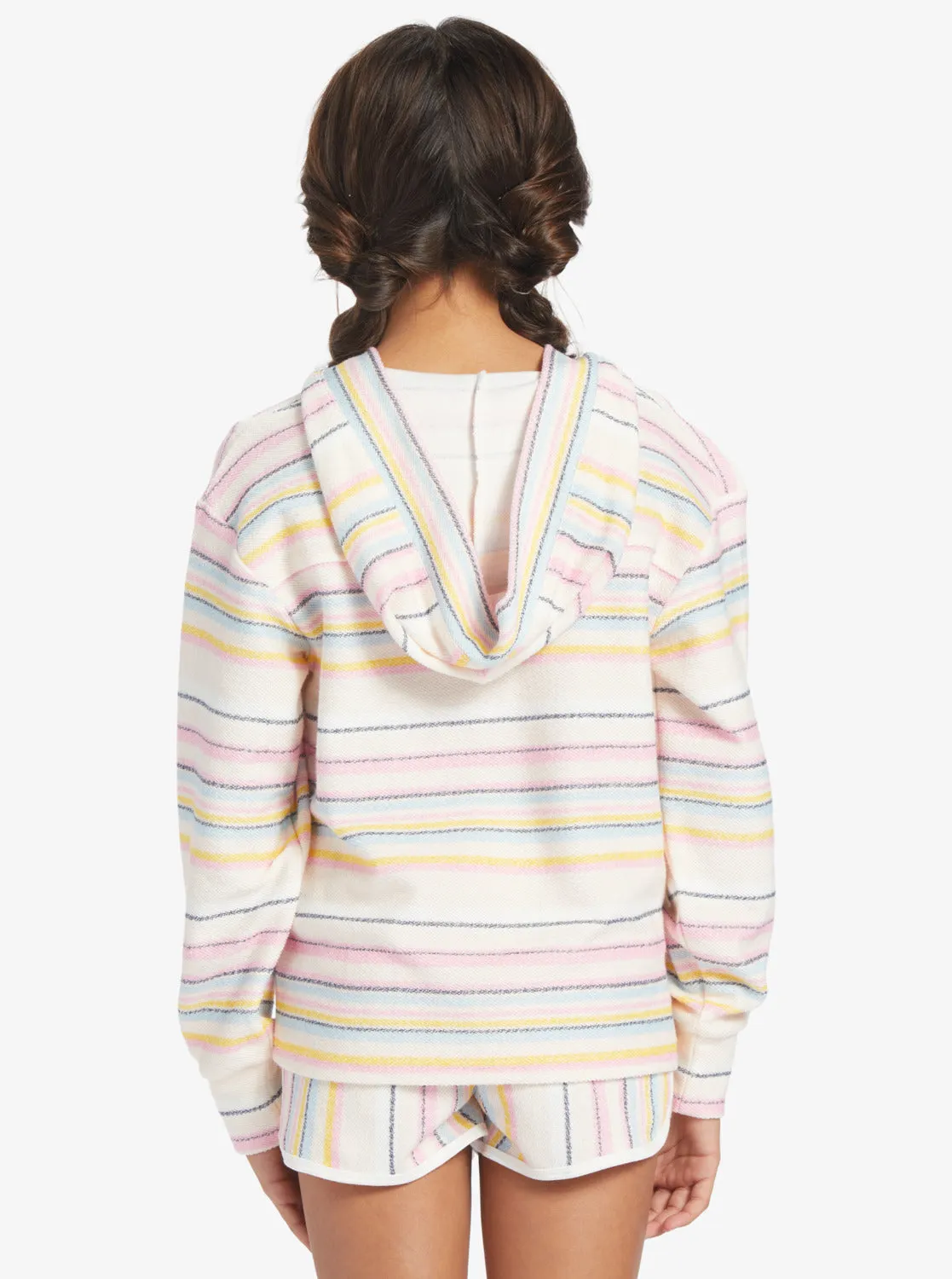 Girls 4-16 Feels Like Summer Poncho Hoodie - Pale Dogwood Hazy Stripe Clean