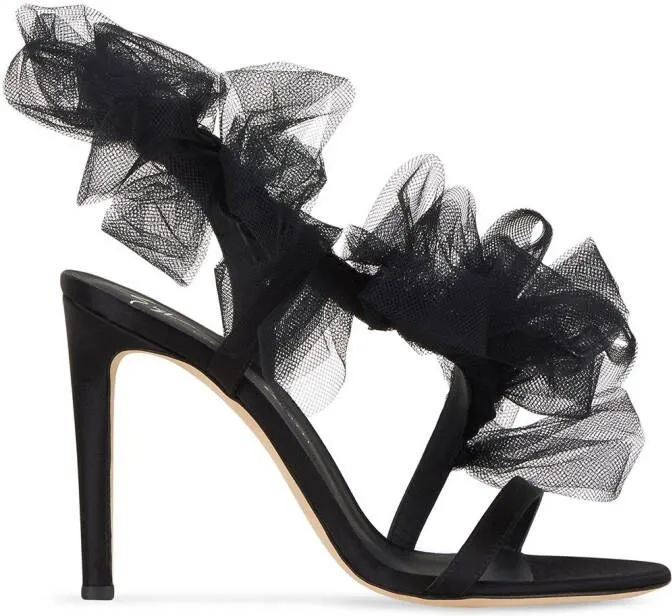 Giuseppe Zanotti Nausica tulle-strap satin sandals Black