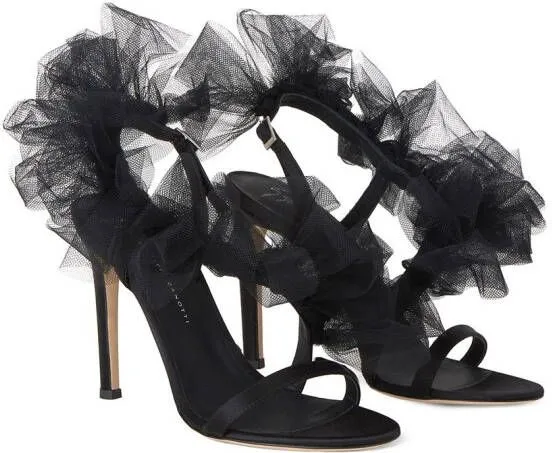 Giuseppe Zanotti Nausica tulle-strap satin sandals Black