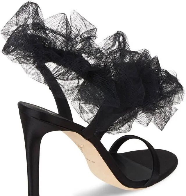 Giuseppe Zanotti Nausica tulle-strap satin sandals Black