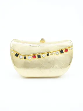 Goldtone Rhinestone Studded Evening Clutch