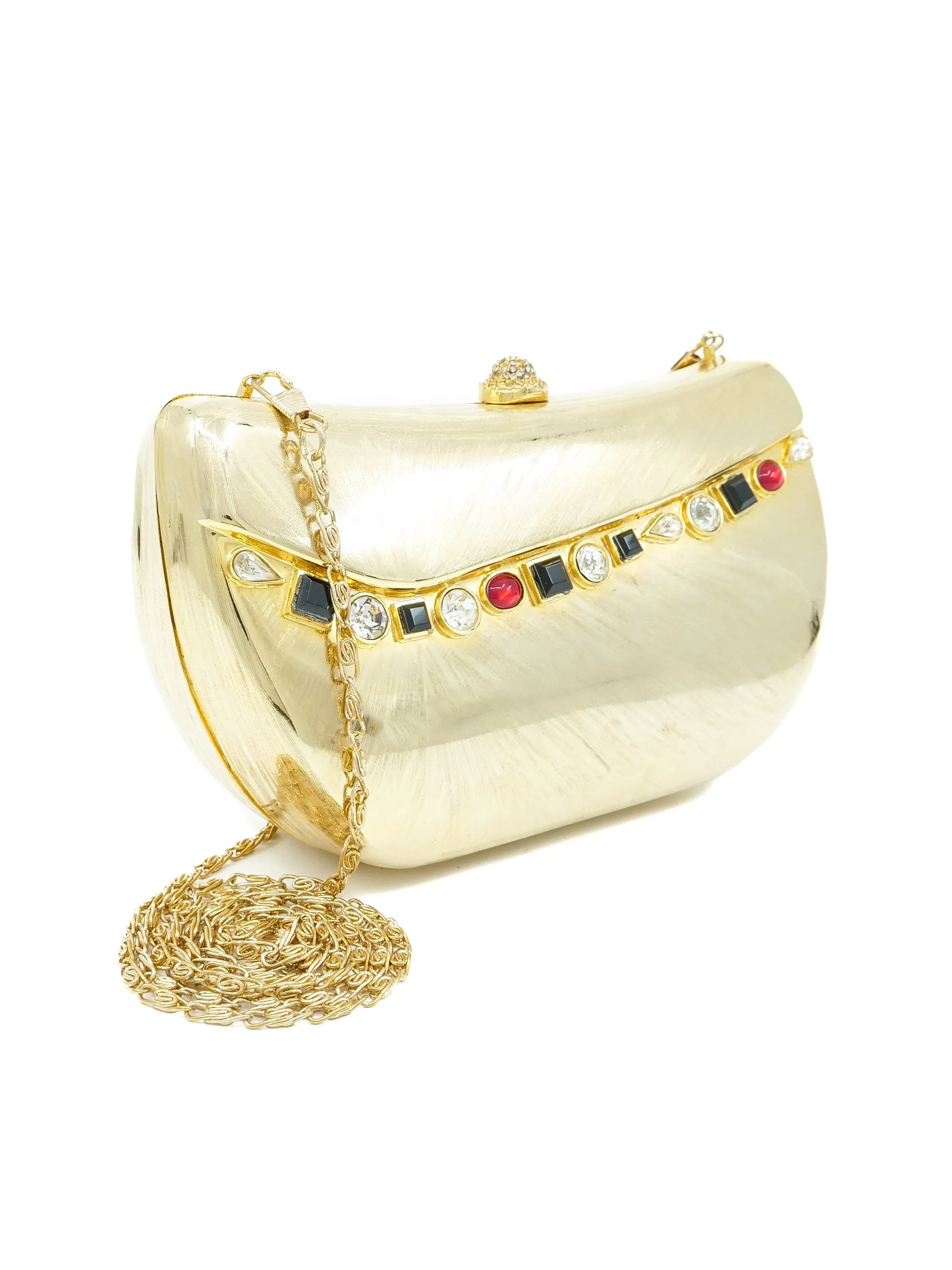 Goldtone Rhinestone Studded Evening Clutch