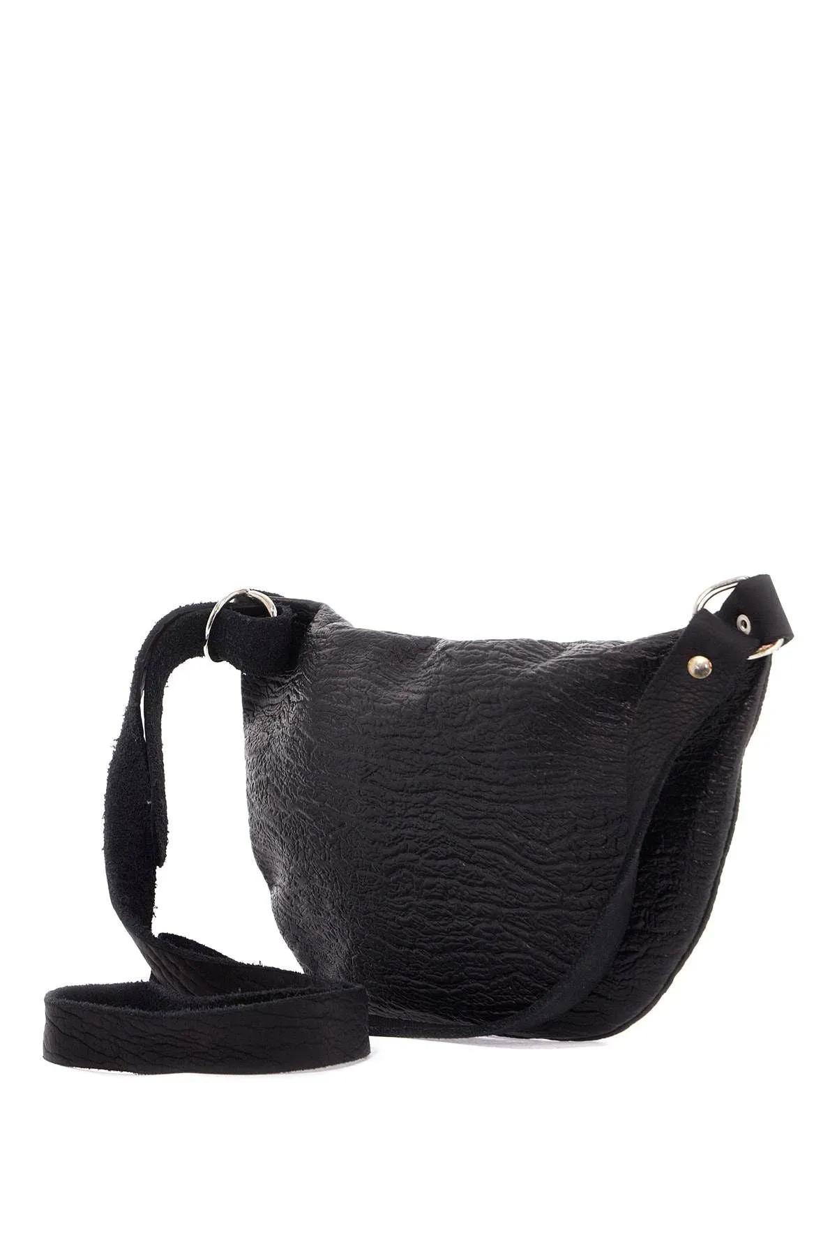 Guidi Medium Black Horse Leather Bag With Adjustable Shoulder Strap