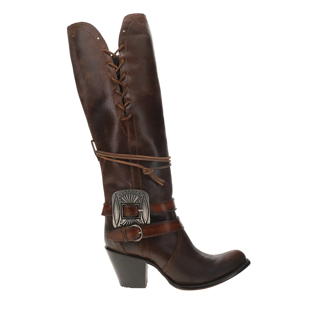 Harness & Lace Tall Round Toe Cowboy Boots