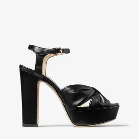 Heloise 120 Black Nappa Leather Platform Sandals