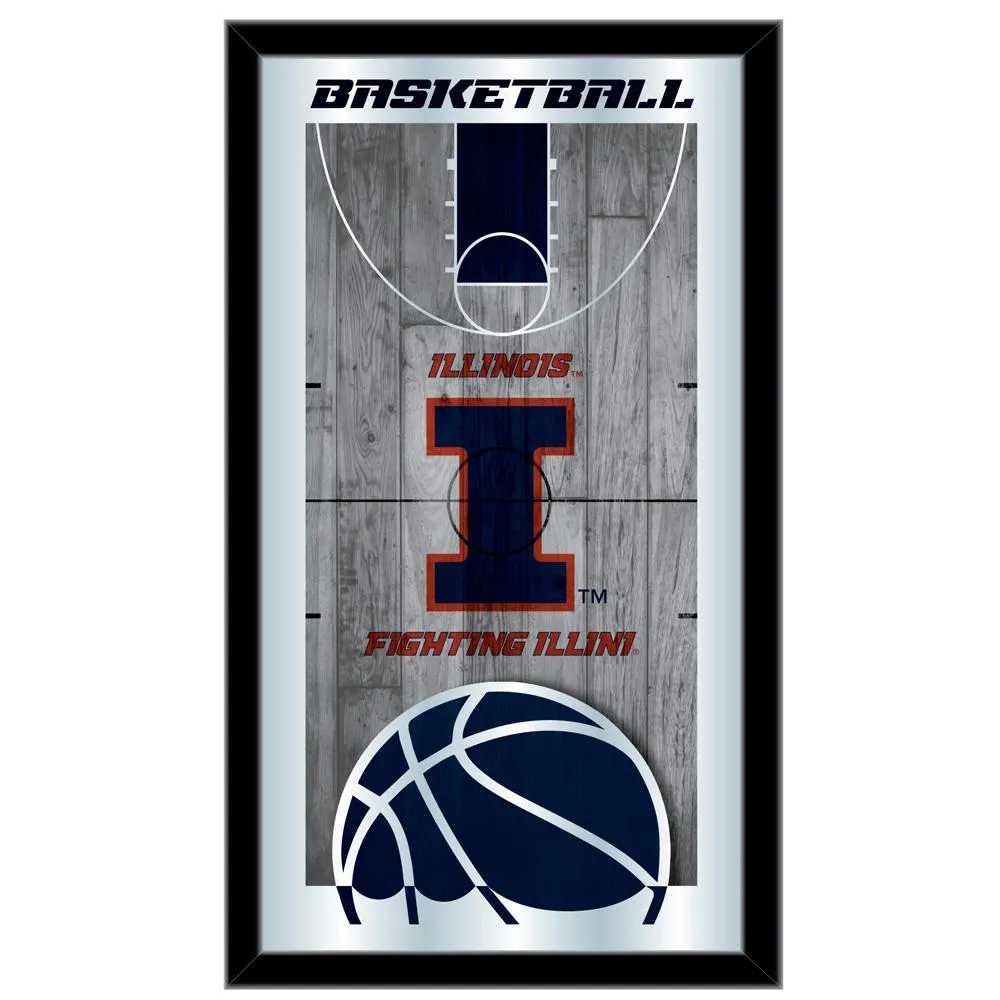 Illinois Fighting Illini HBS Basketball Framed Hang Glass Wall Mirror (26x15)