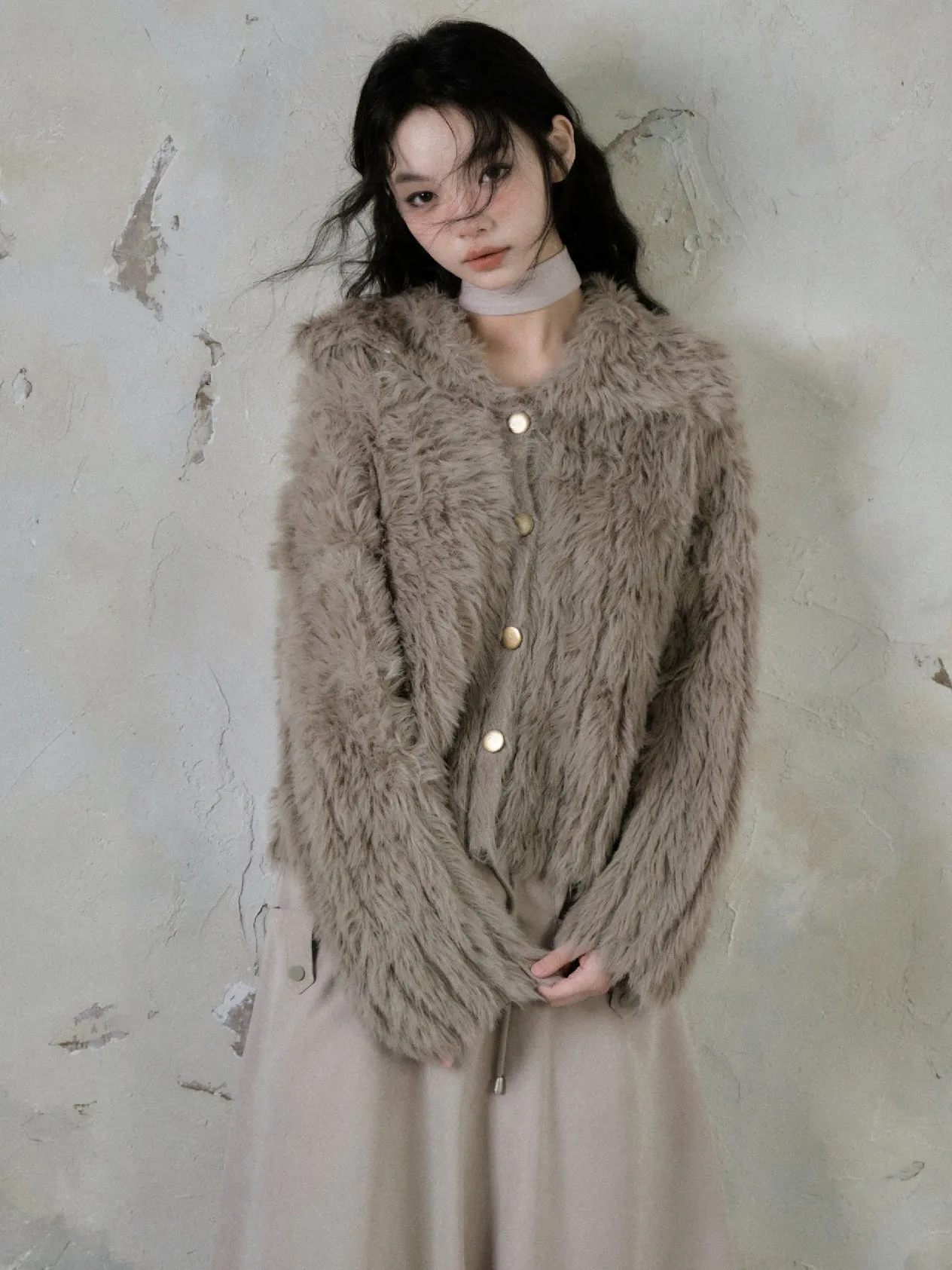 Imitation Mink Cardigan Jacket