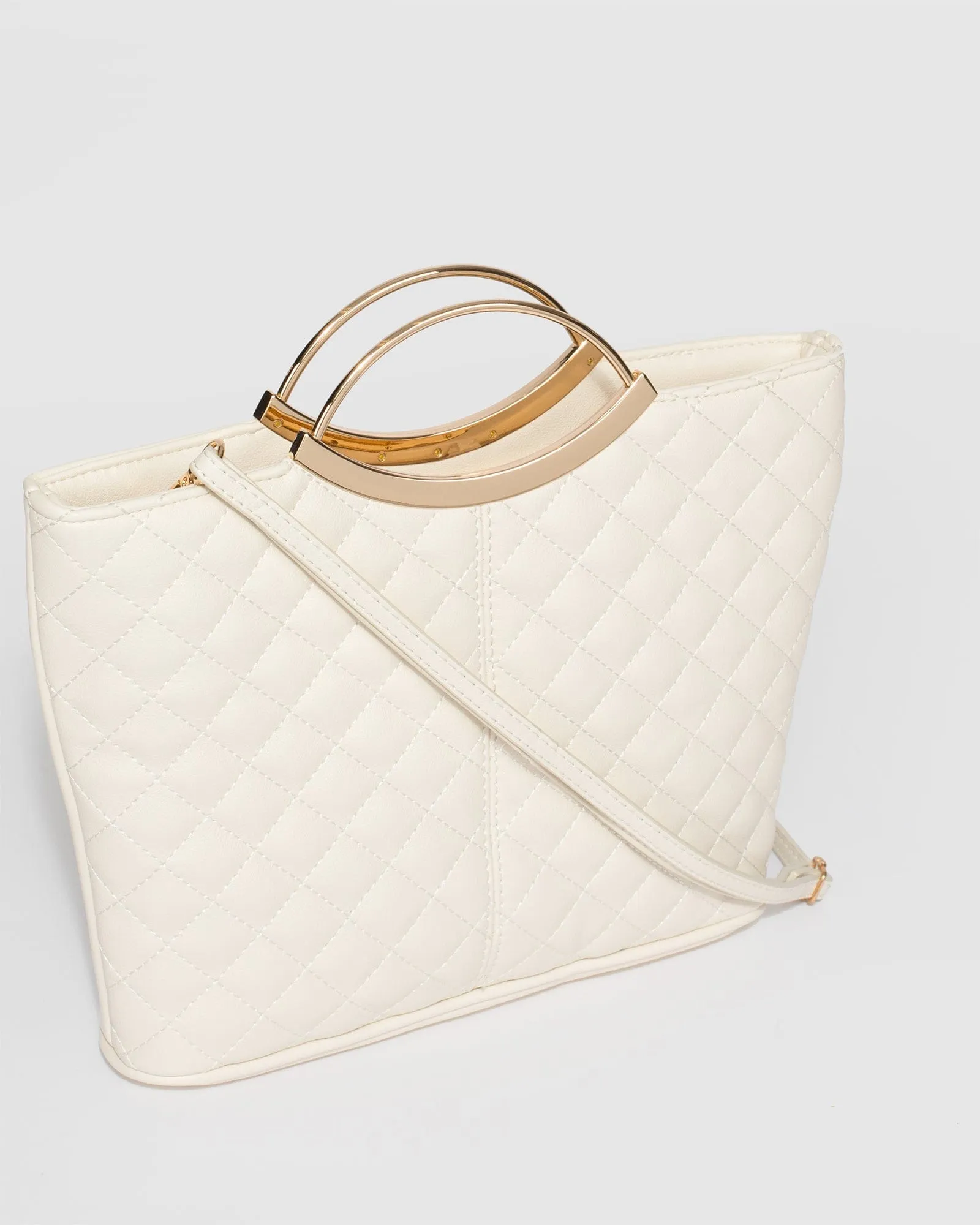 Ivory Quilted Jessie Clutch Bag