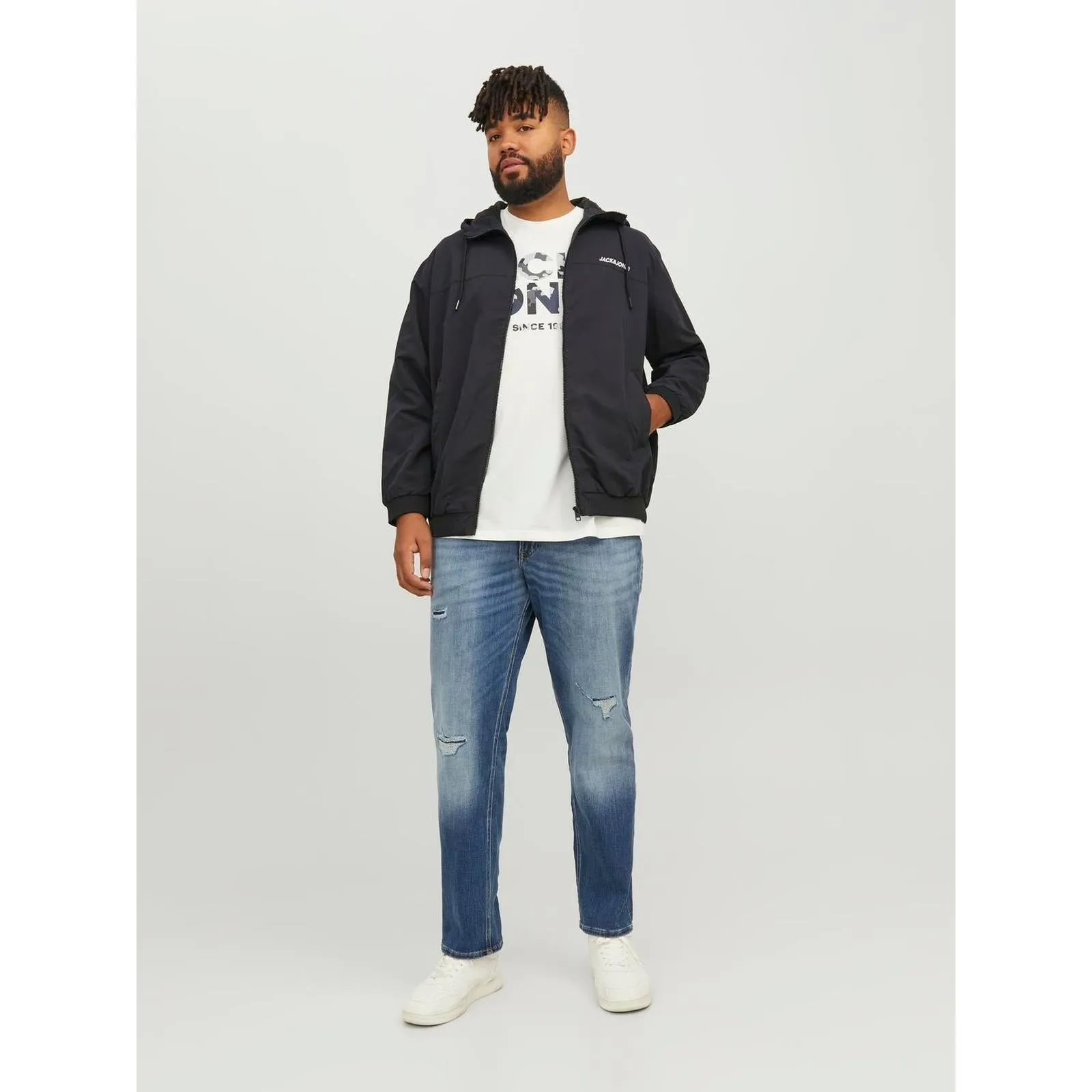 Jack & Jones Mens Rush Big & Tall Full Zip Hoodie