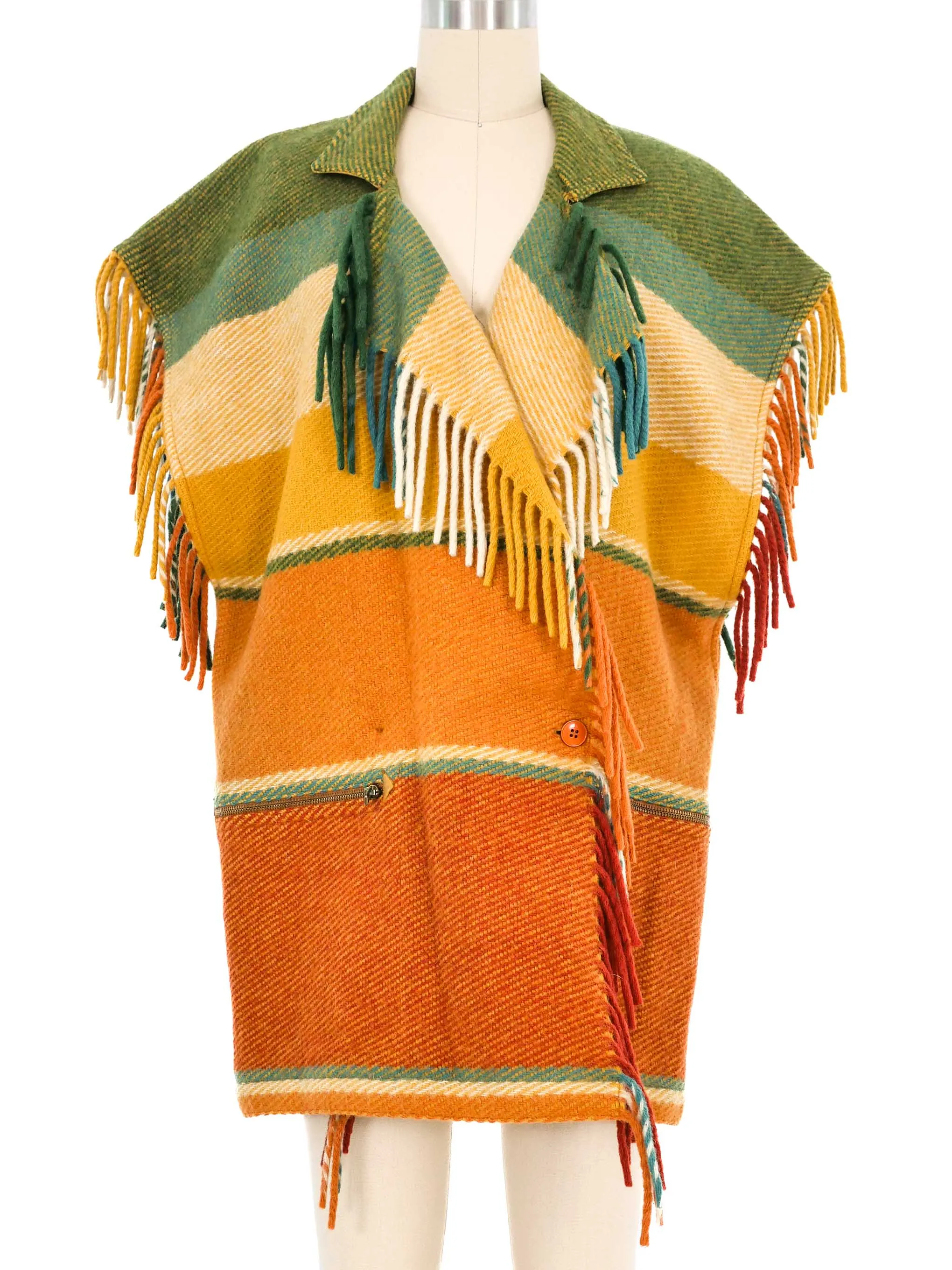 Jean Charles de Castelbajac Fringe Trim Blanket Vest