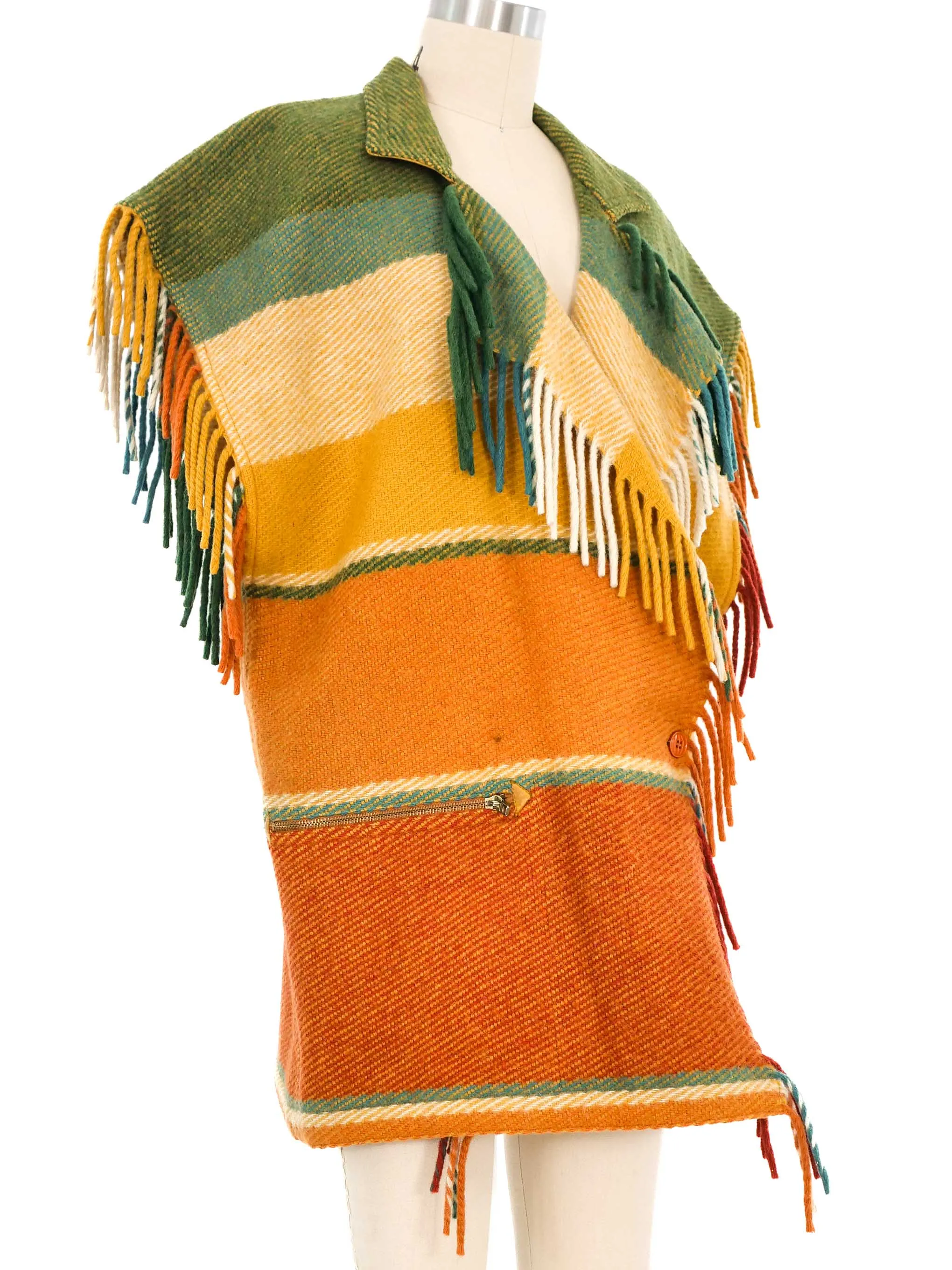 Jean Charles de Castelbajac Fringe Trim Blanket Vest