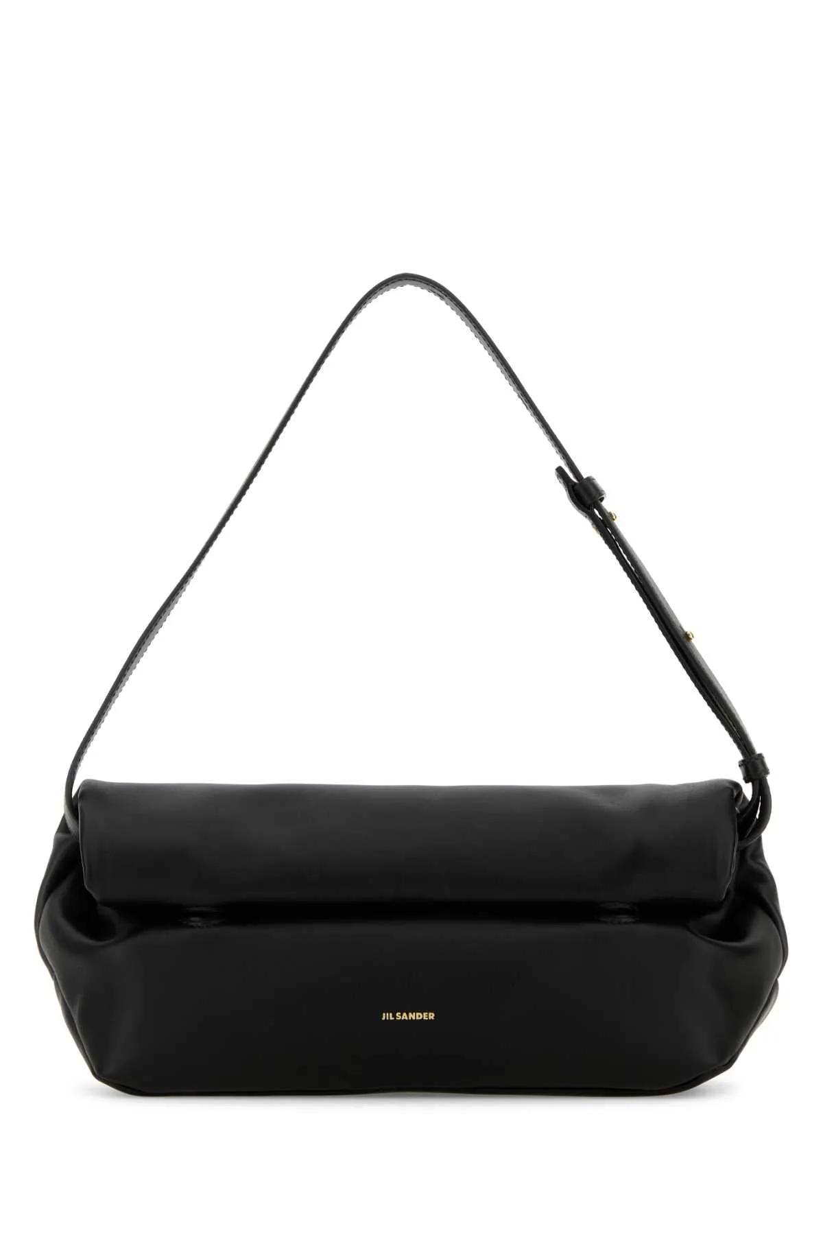 Jil Sander Black Leather Small Rollup Shoulder Bag