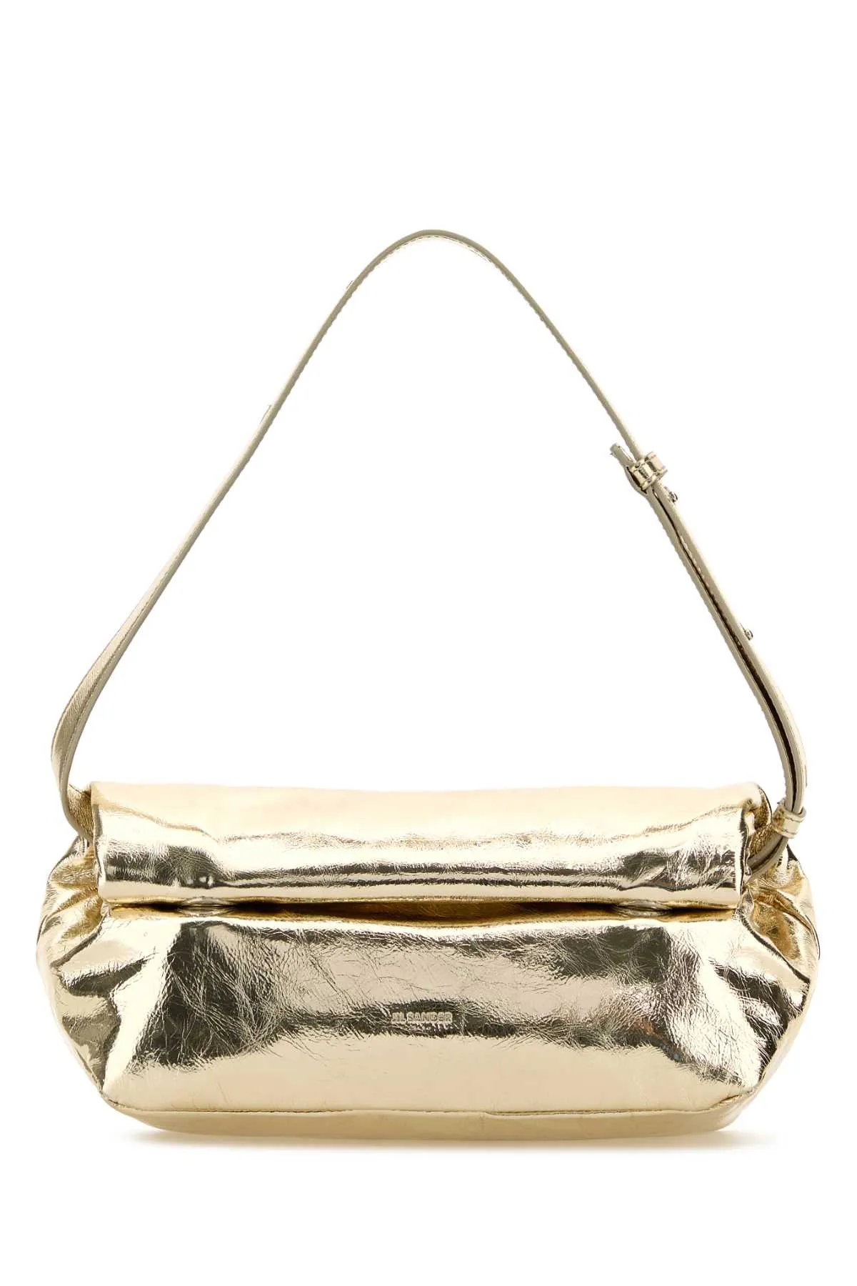 Jil Sander Gold Leather Small Rollup Shoulder Bag