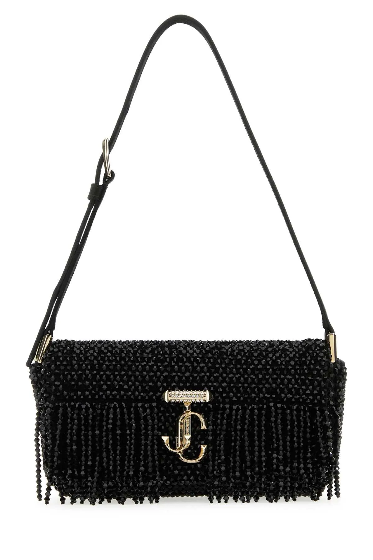 Jimmy Choo Black Satin Mini Avenue Shoulder Bag