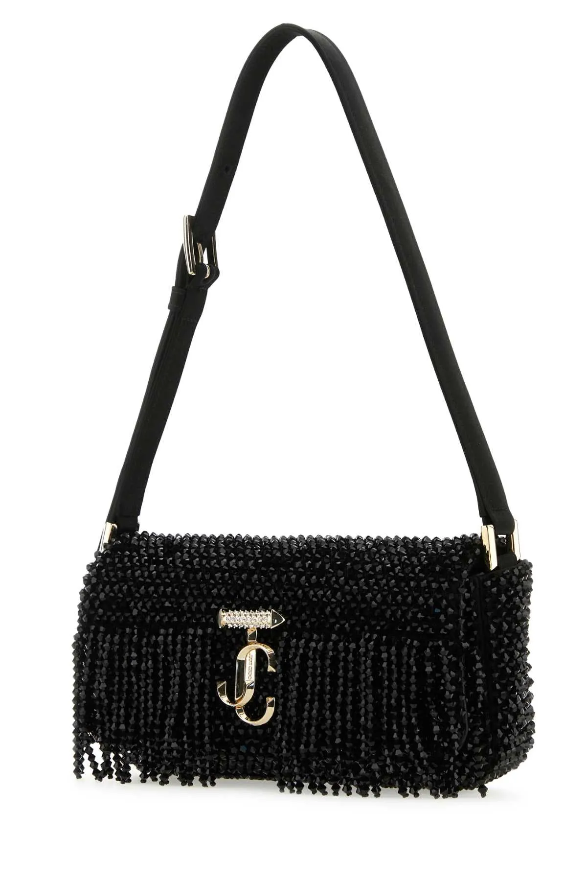 Jimmy Choo Black Satin Mini Avenue Shoulder Bag