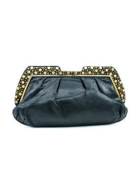 Judith Leiber Studded Convertible Snakeskin Clutch