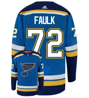 Justin Faulk St Louis Blues Adidas Authentic Home NHL Hockey Jersey     