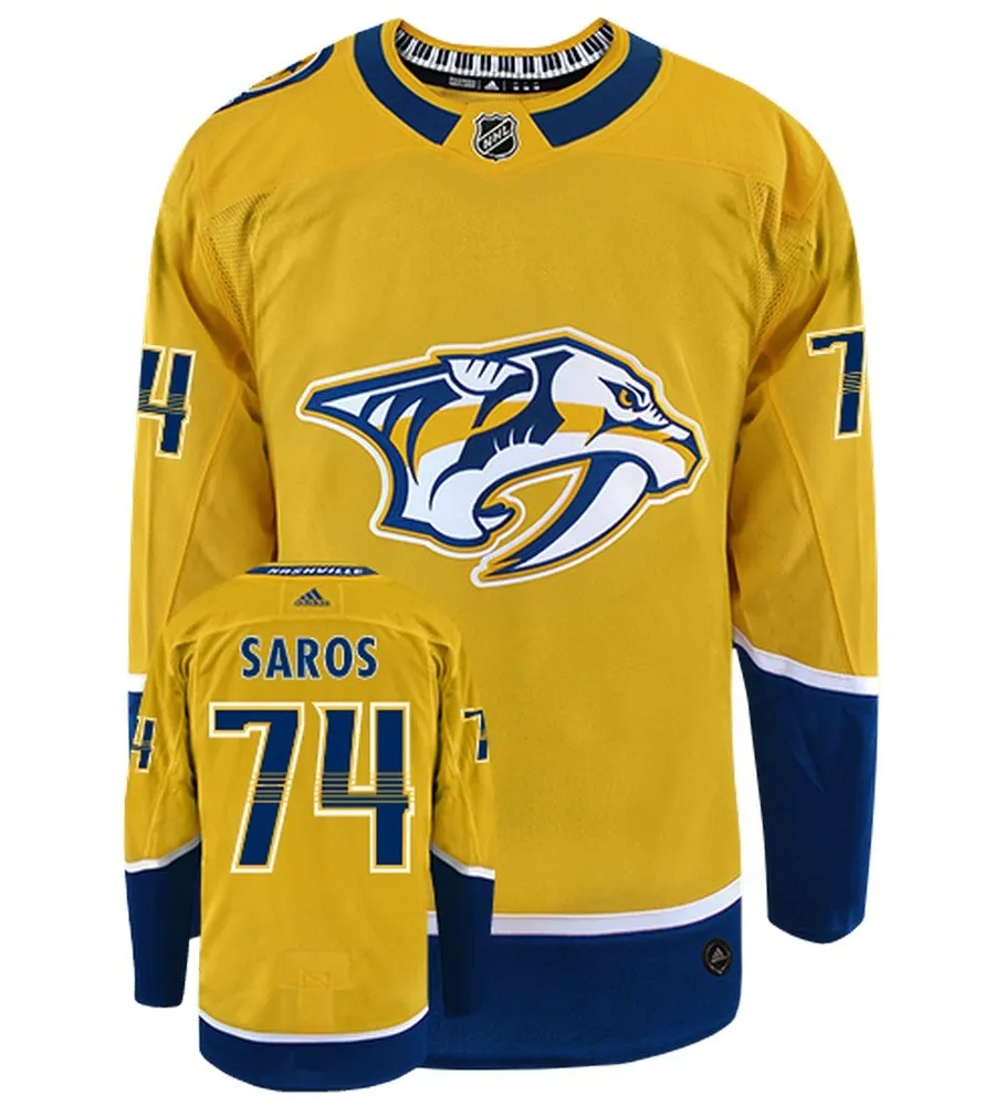 Juuse Saros Nashville Predators Adidas Primegreen Authentic NHL Hockey Jersey     