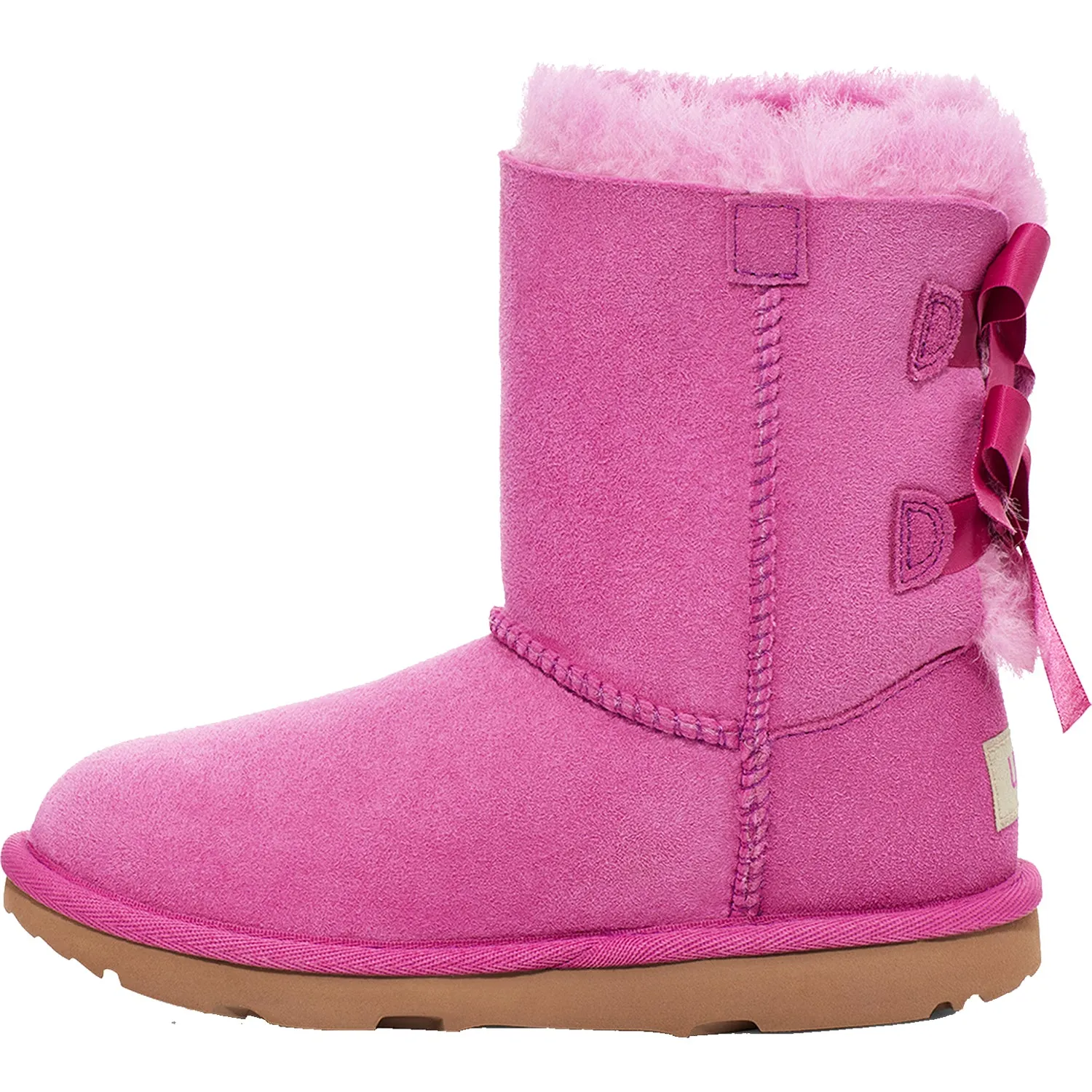 Kids' UGG Bailey Bow Plaid Punk Purple Ruby Sheepskin