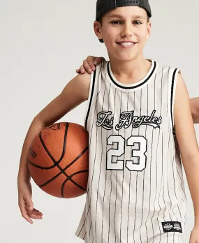 Kids' Mesh Basketball Singlet in Chateau Gray La | Postie