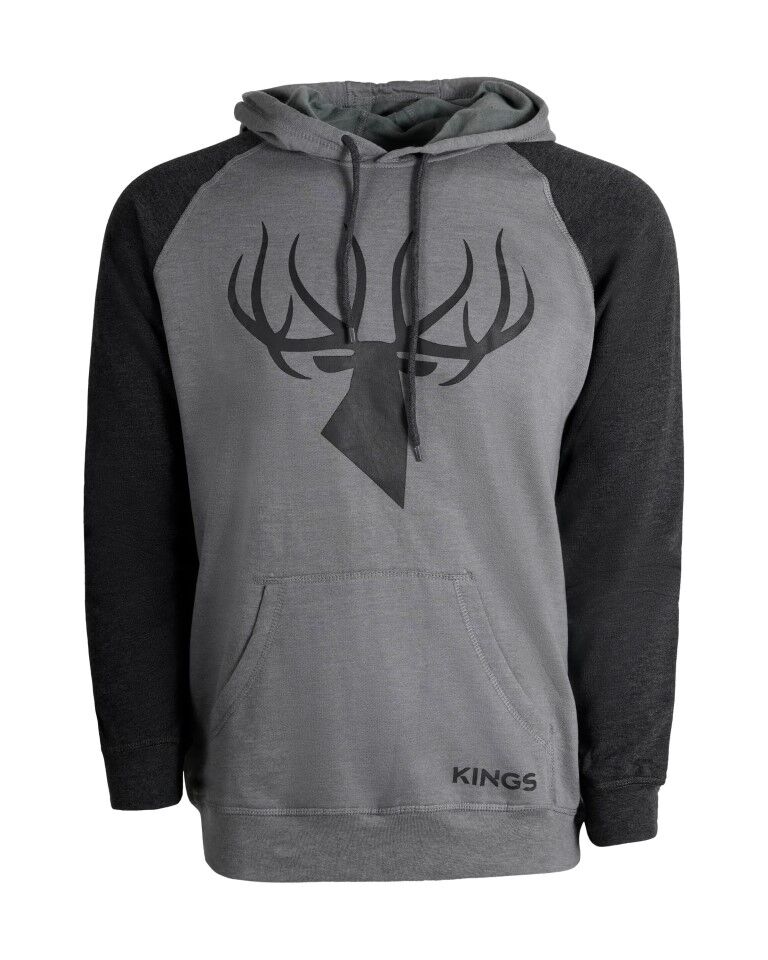 King's Camo Men's Logo Triblend Fleece Hoodie in Grey/Charcoal