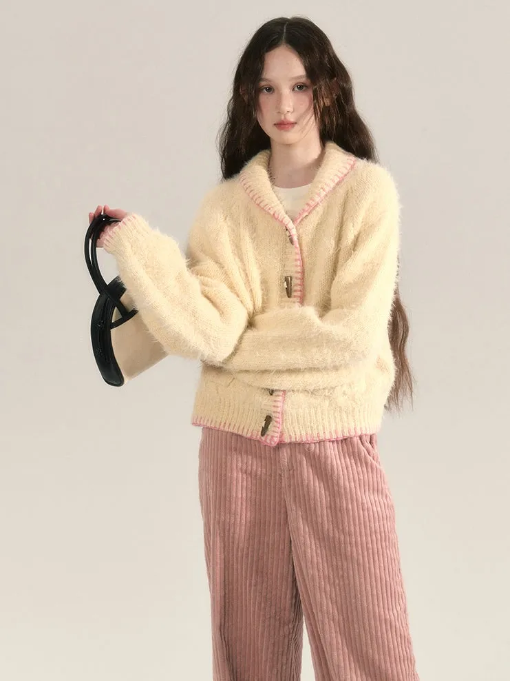 Knit Fluffily Retro Toggle-Button Cardigan