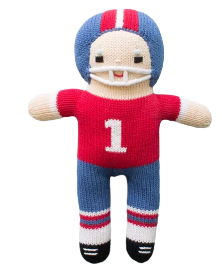 Knit Football Player Royal Blue and Red