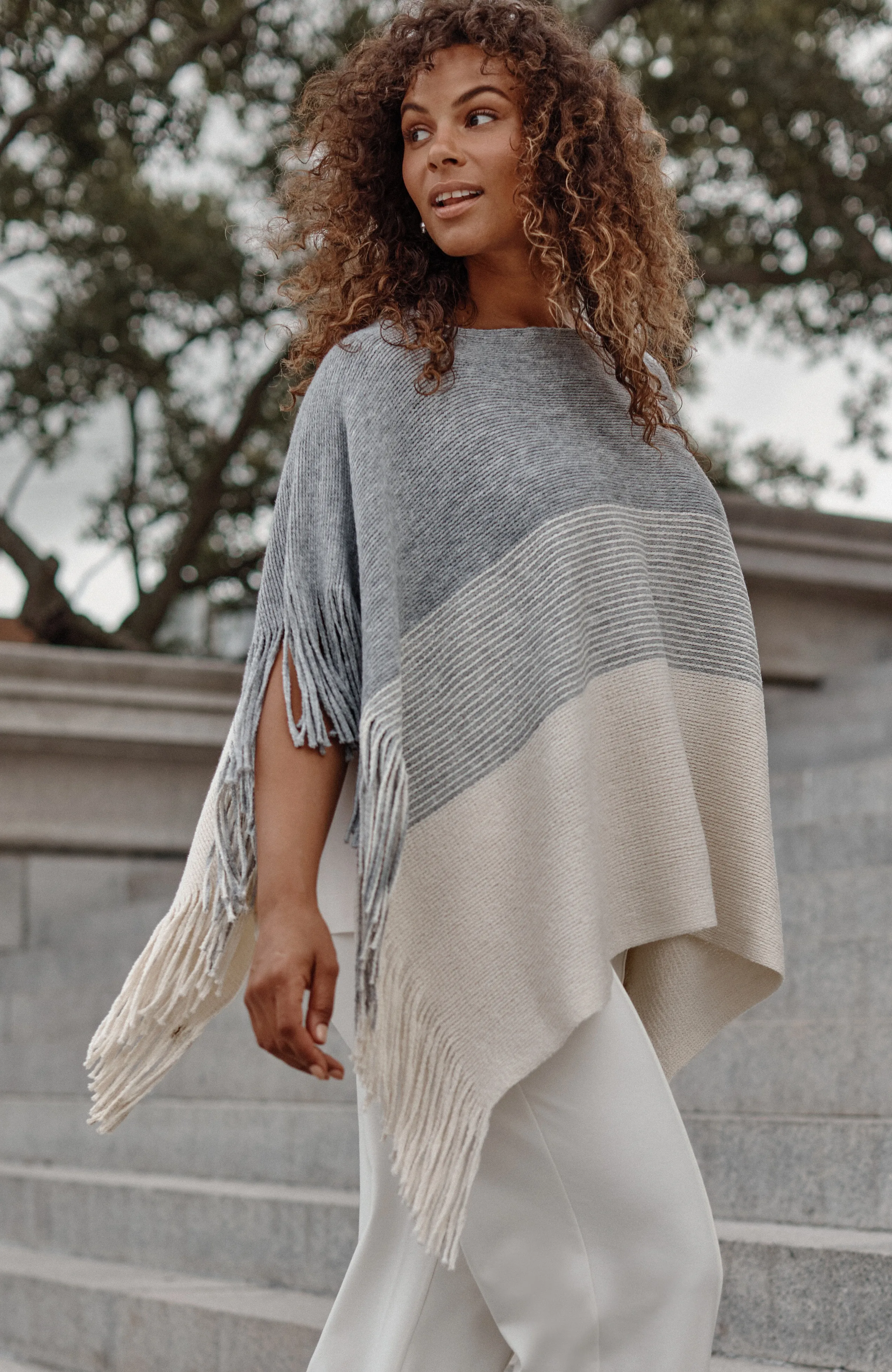 knit-fringe poncho