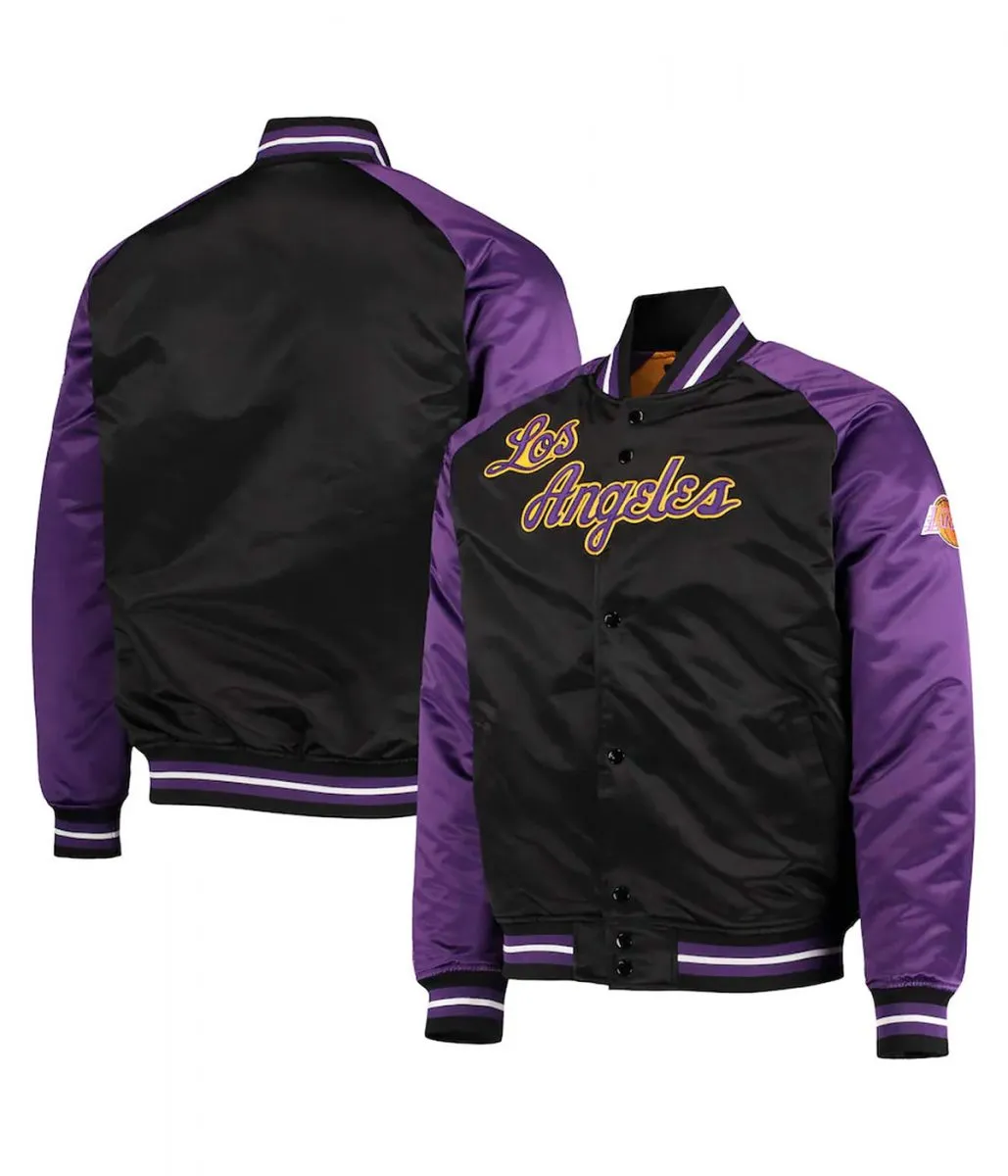 LA Lakers Hardwood Classics Reload 3.0 Purple/Black Satin Jacket