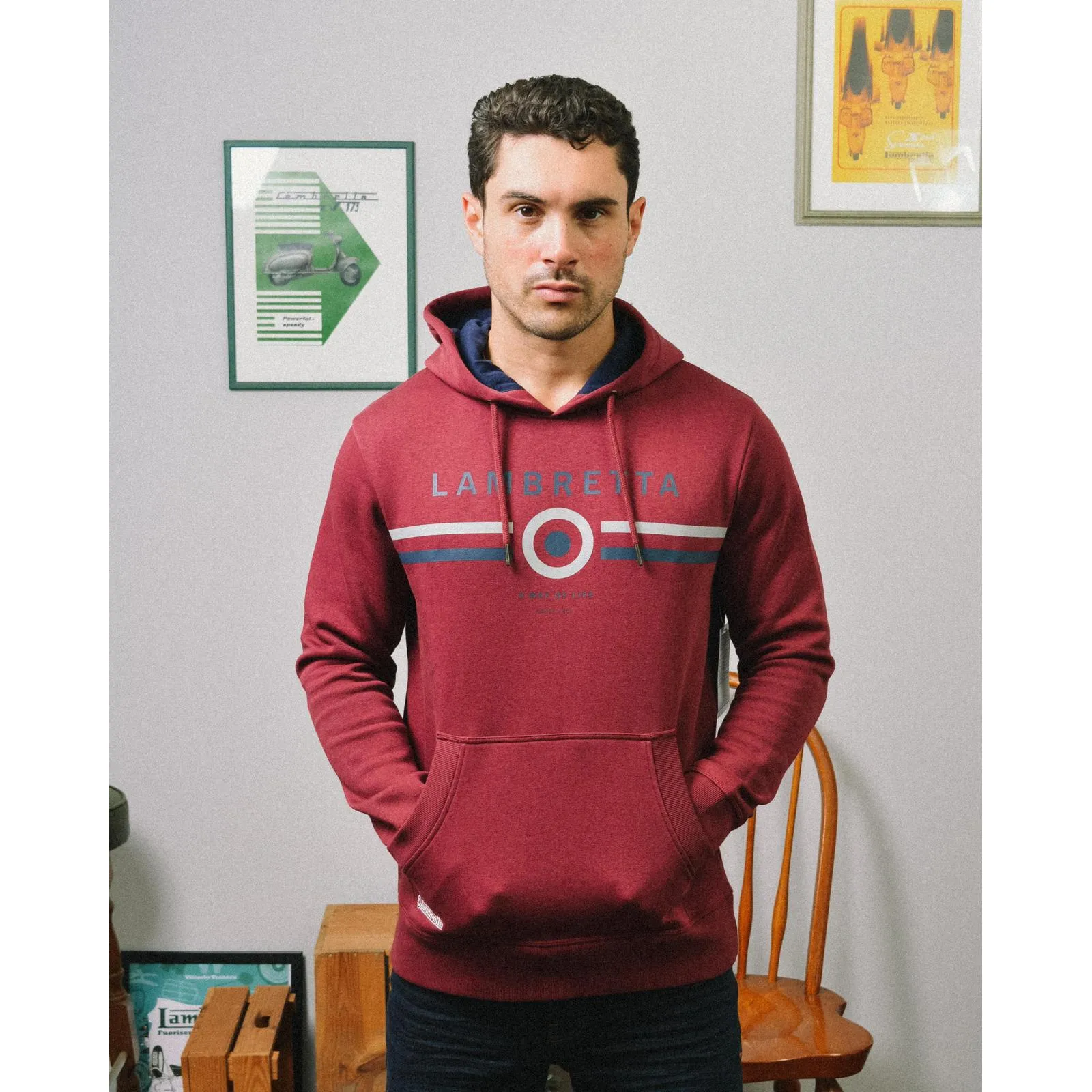 Lambretta Mens Contrast Target Hoodie