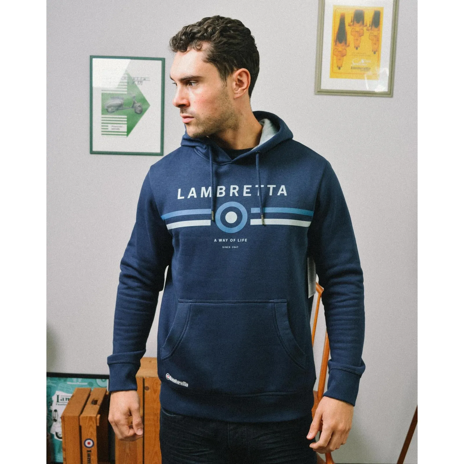 Lambretta Mens Contrast Target Hoodie