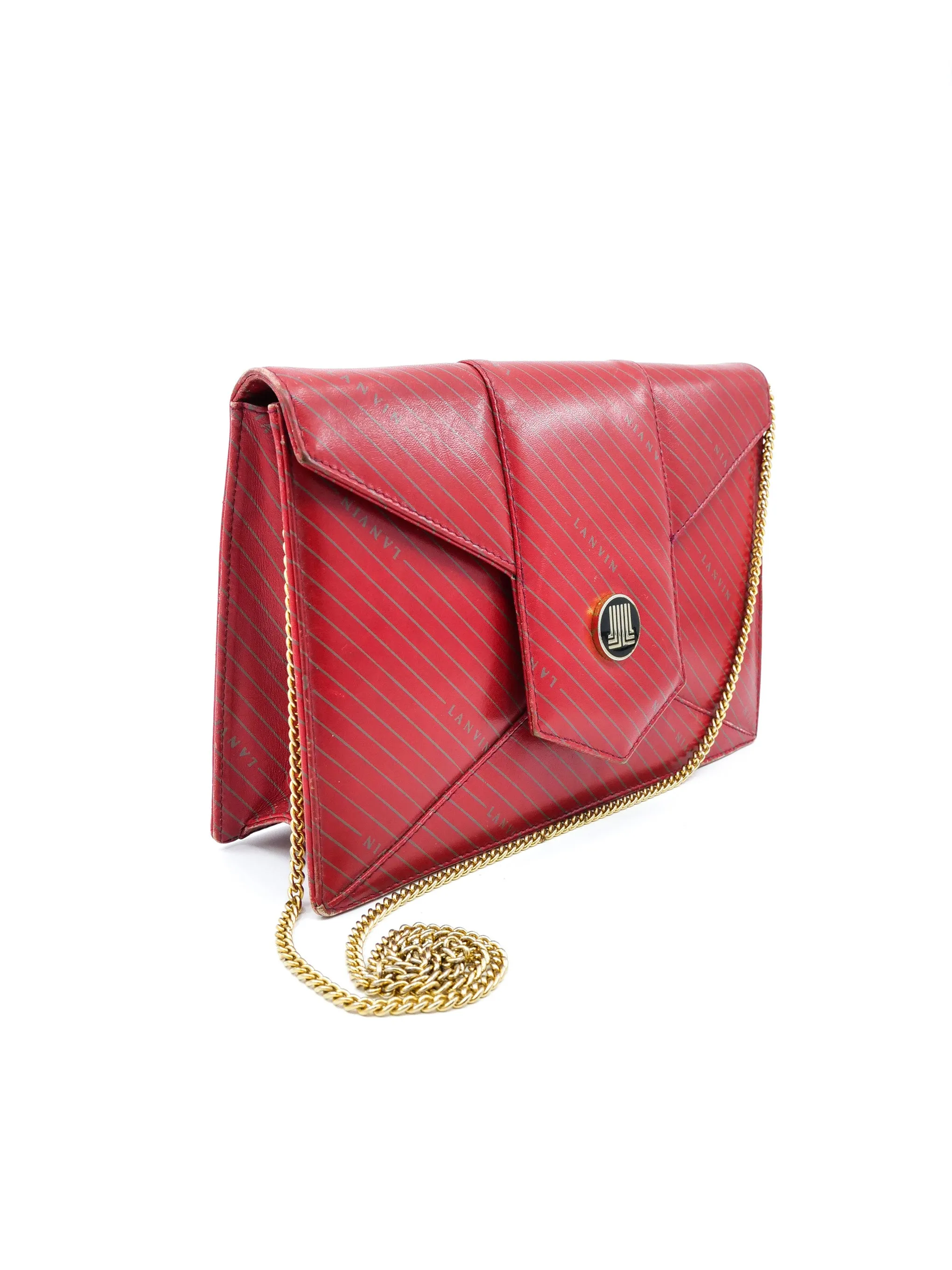 Lanvin Logo Printed Leather Envelope Clutch