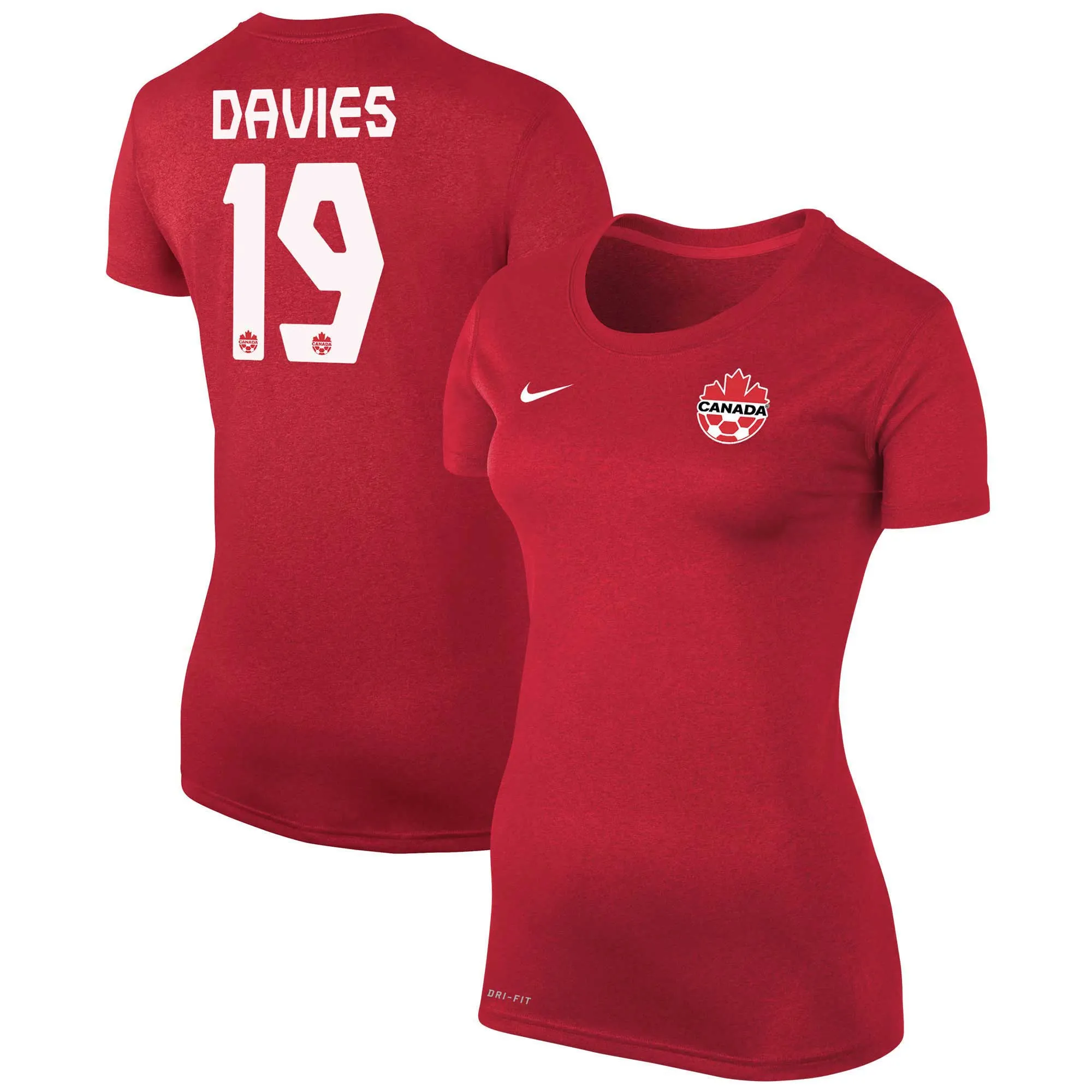 Lids Women's Nike Alphonso Davies Red Canada Soccer Legend Name & Number Performance - T-Shirt