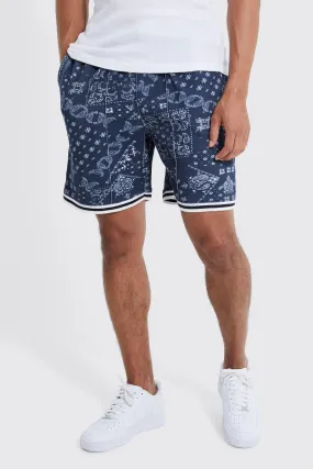 Loose Bandana Print Basketball Jersey Short | boohooMAN UK