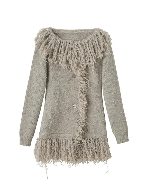 Loose Fringe Knitted Cardigan