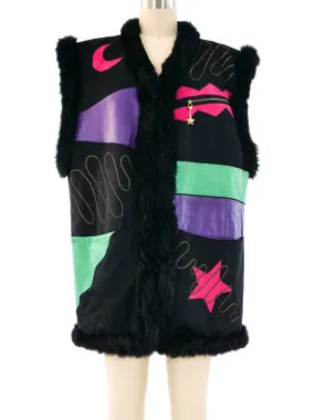 Louis Feraud Fur Accented Applique Vest