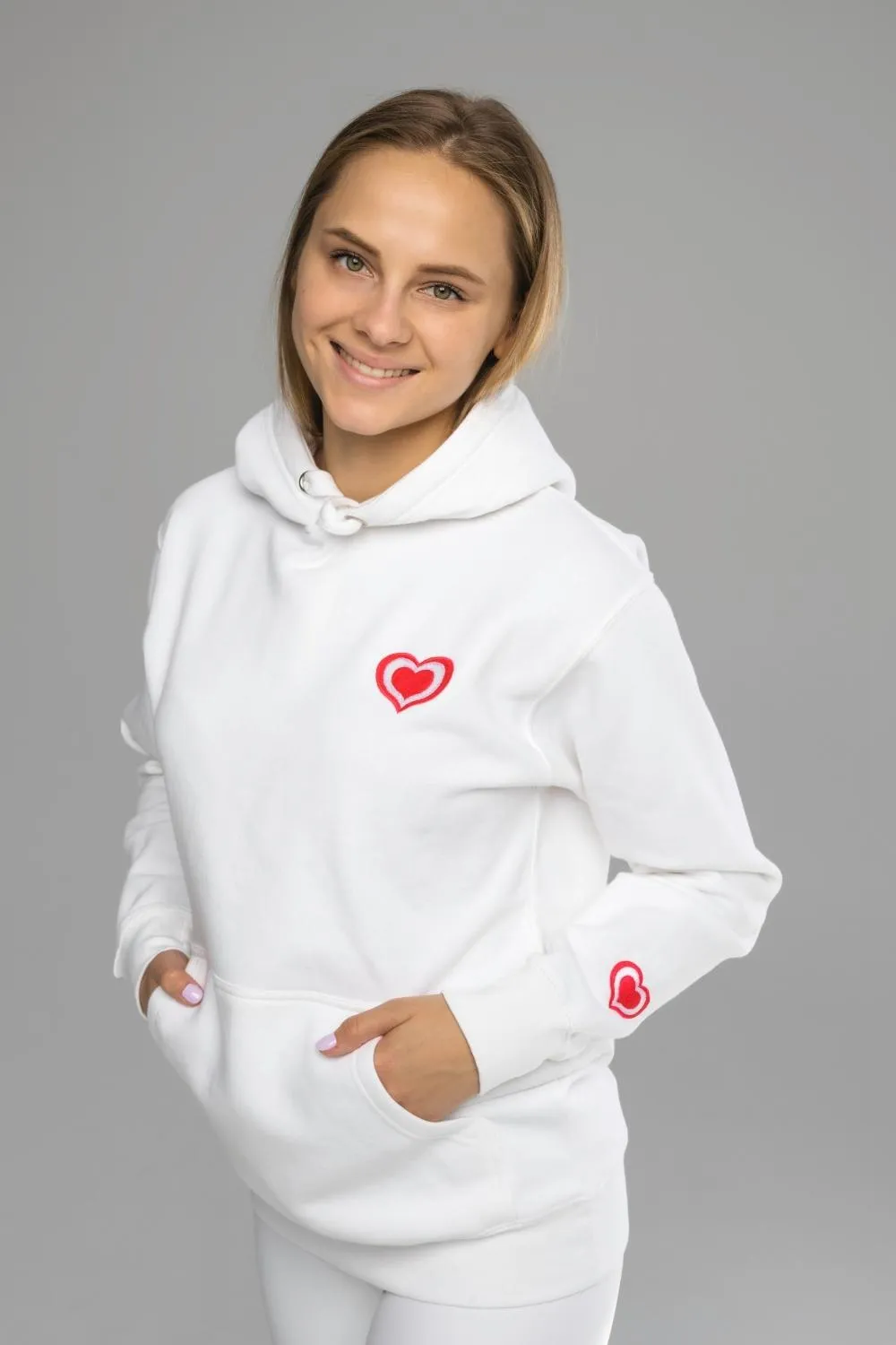 Lovely Heart Embroidery Hoodie