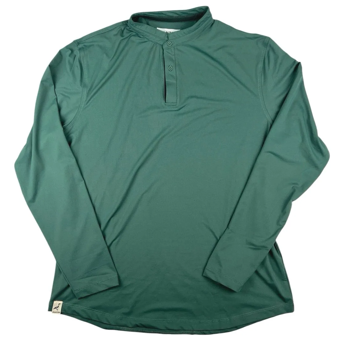 Mantra Catalyst Mens Green Henley Long Sleeve Performance Polo Golf Shirt Top XL