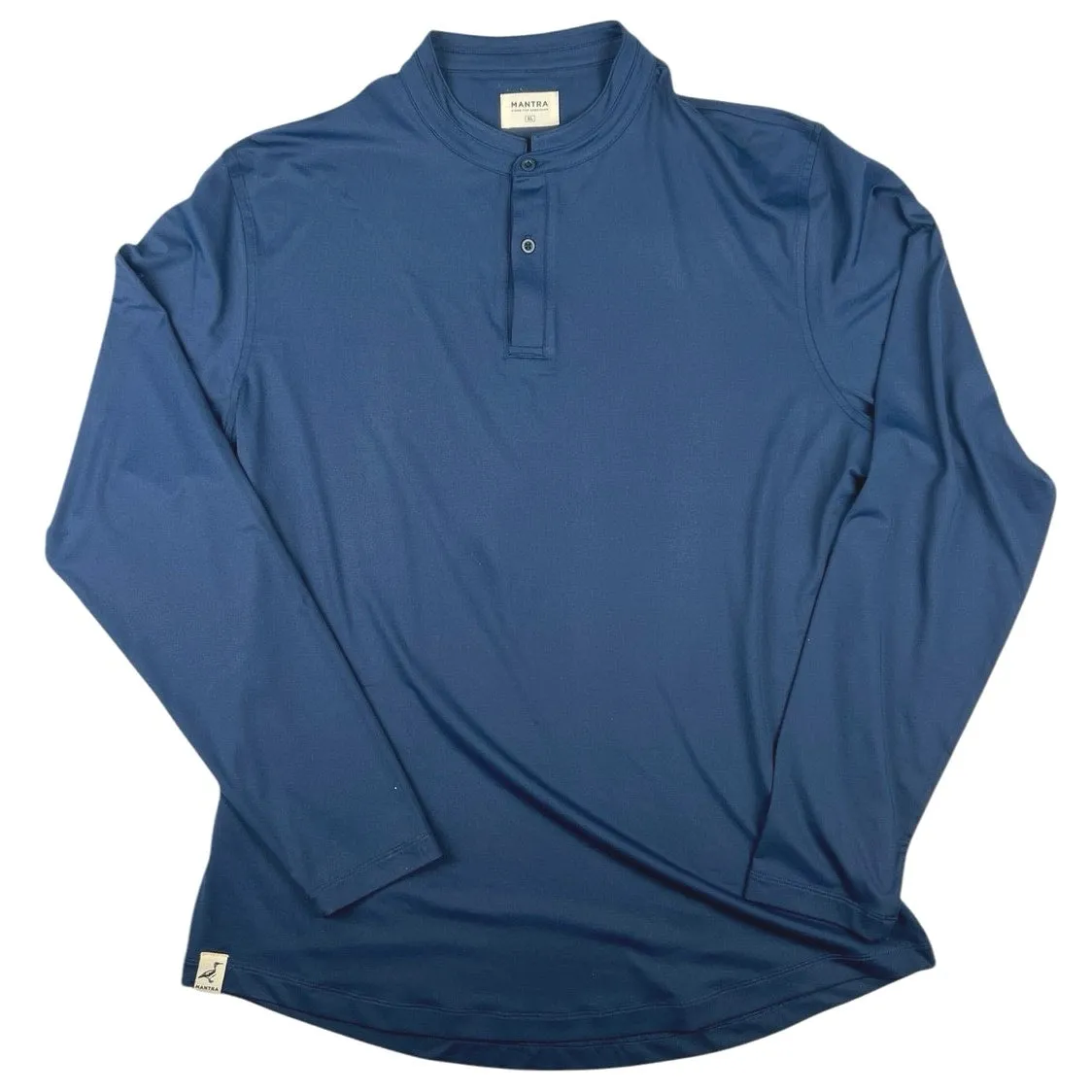 Mantra Men's Blue Henley Long Sleeve Pullover Performance Polo Golf Shirt Top XL