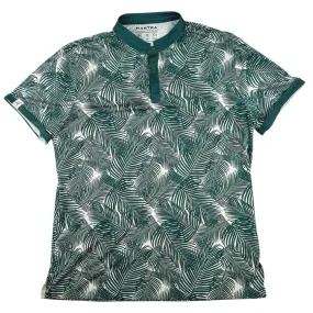 Mantra Men's Green Palm Leaf Print Henley Performance Polo Golf Shirt Top XL