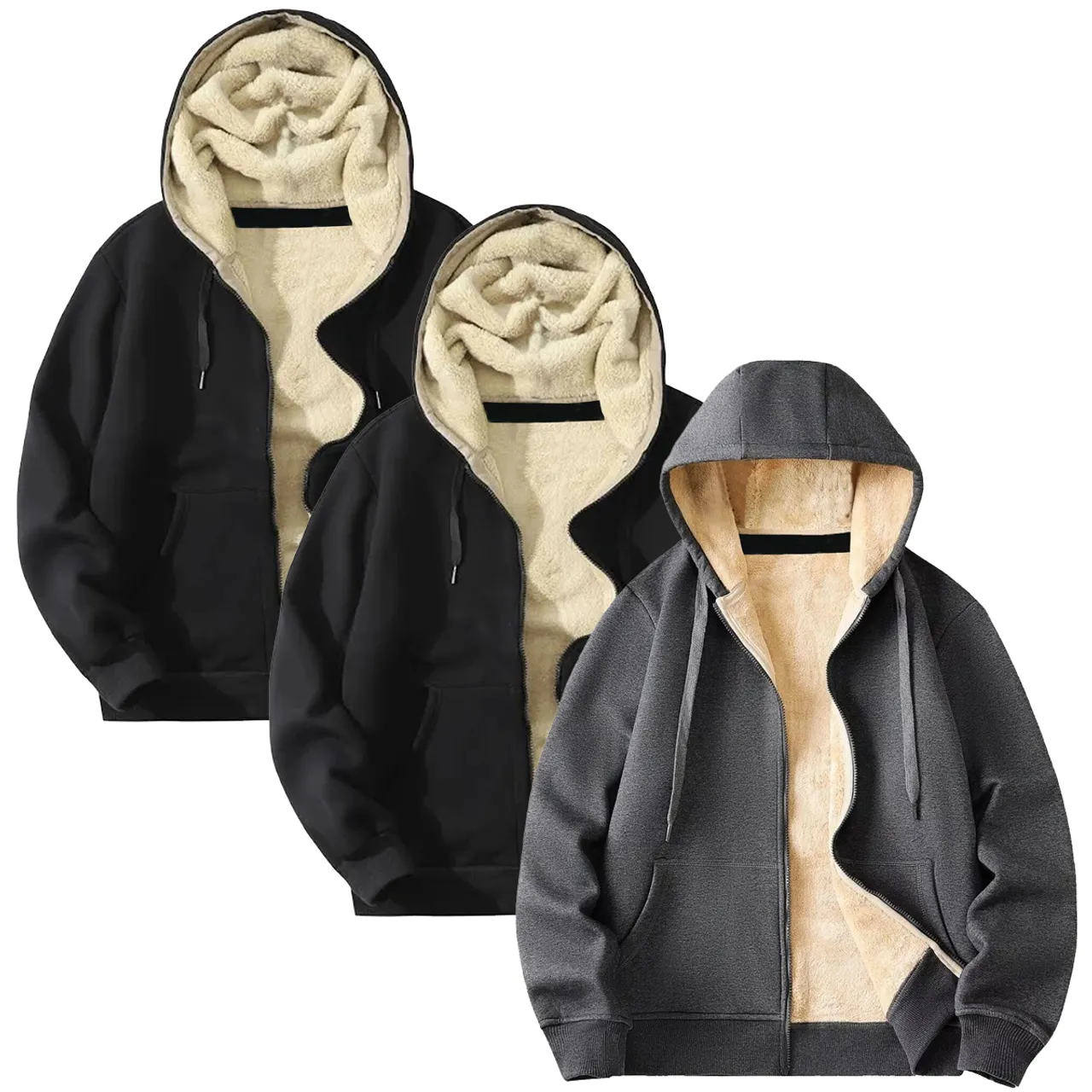 Men's Heavyweight Sherpa-Lined Hoodie (1 or 3-Pack)