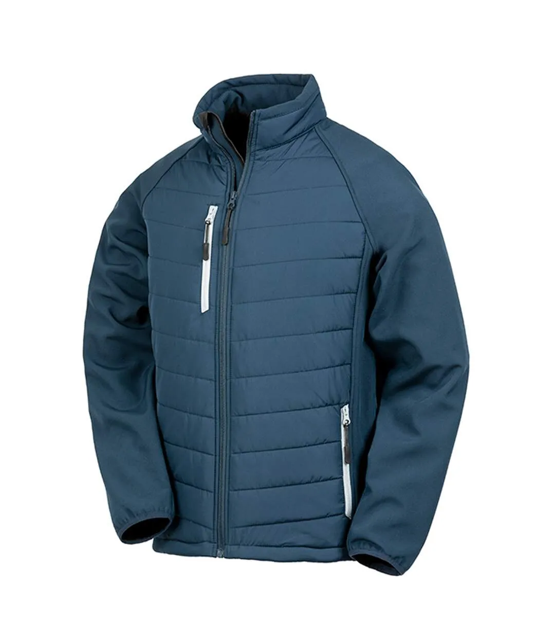 Mens black compass padded soft shell jacket navy/grey Result