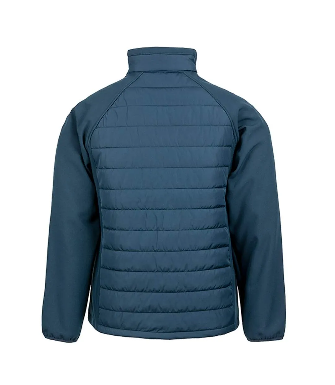 Mens black compass padded soft shell jacket navy/grey Result