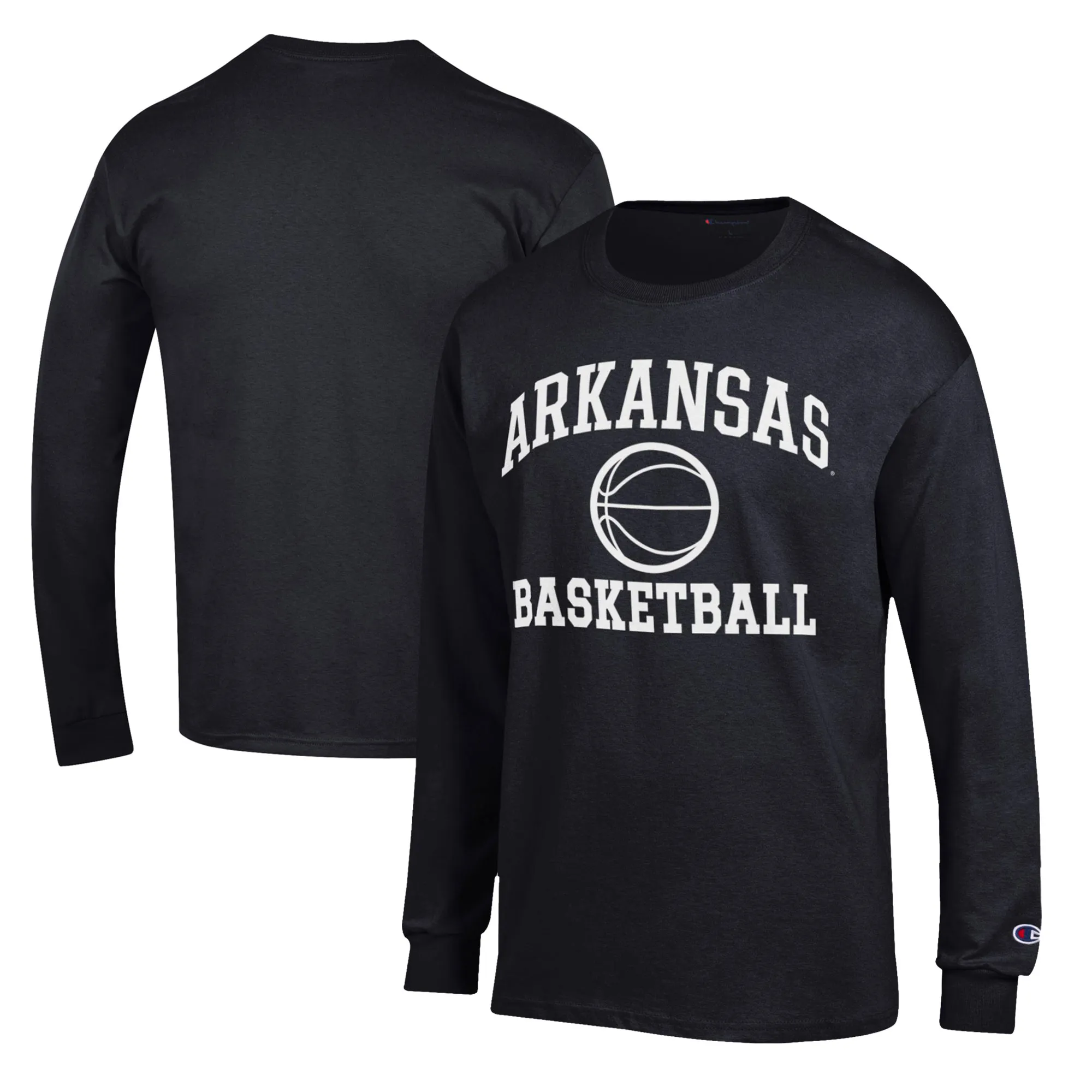 Men's Champion Black Arkansas Razorbacks Basketball Icon Long Sleeve T-Shirt