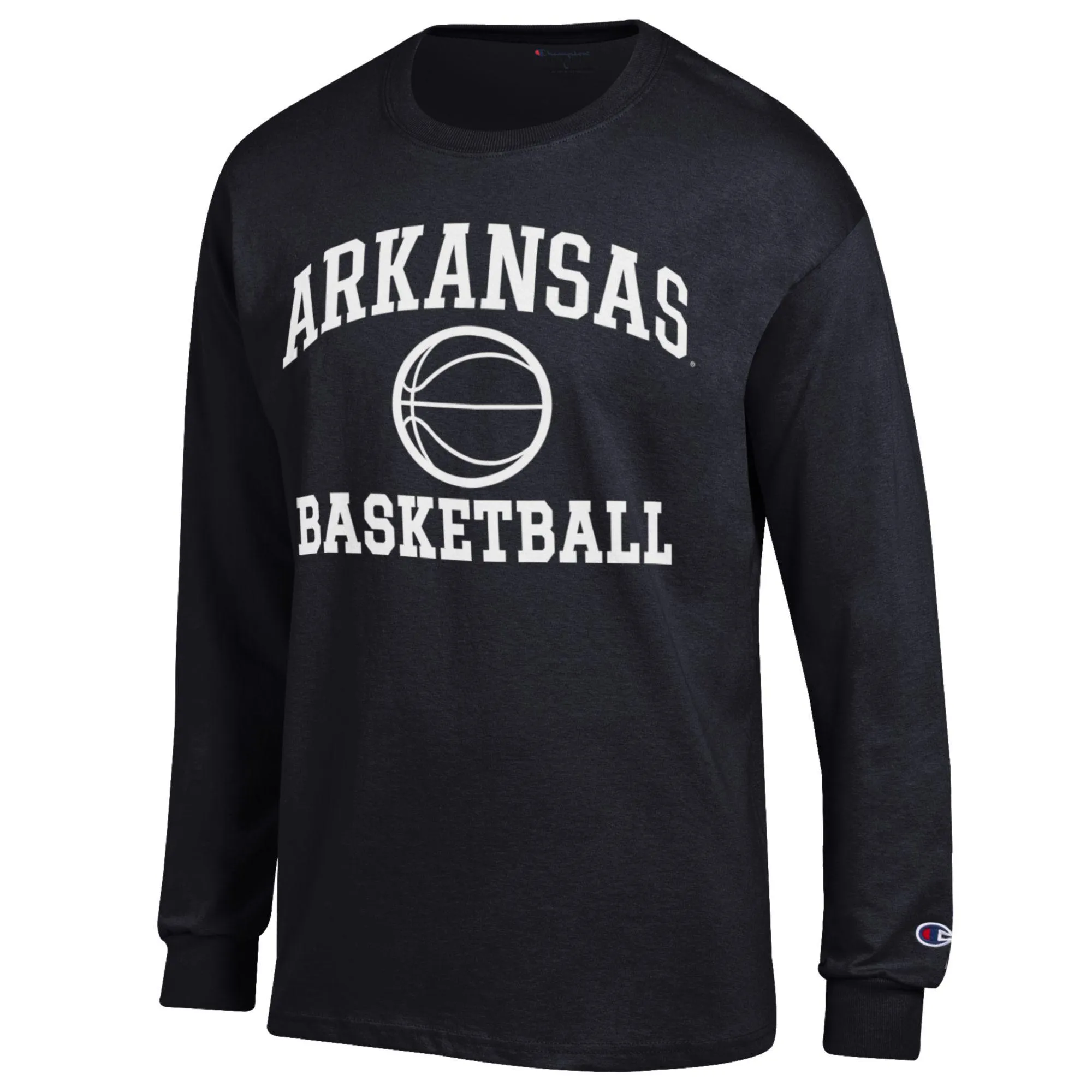 Men's Champion Black Arkansas Razorbacks Basketball Icon Long Sleeve T-Shirt