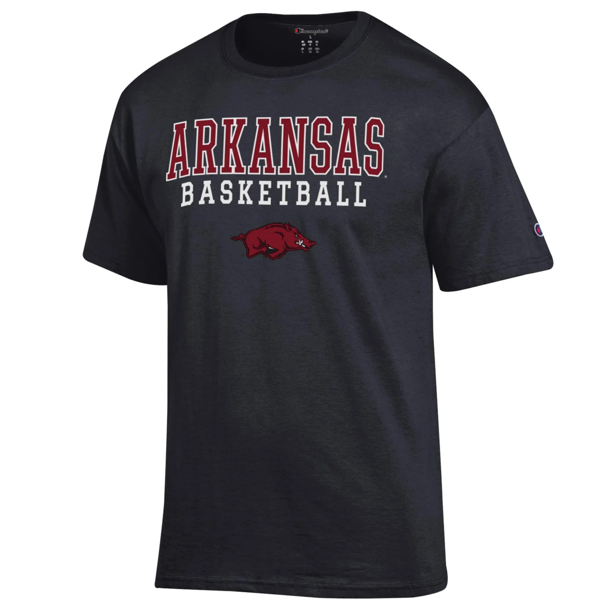 Men's Champion Black Arkansas Razorbacks Basketball Stack T-Shirt