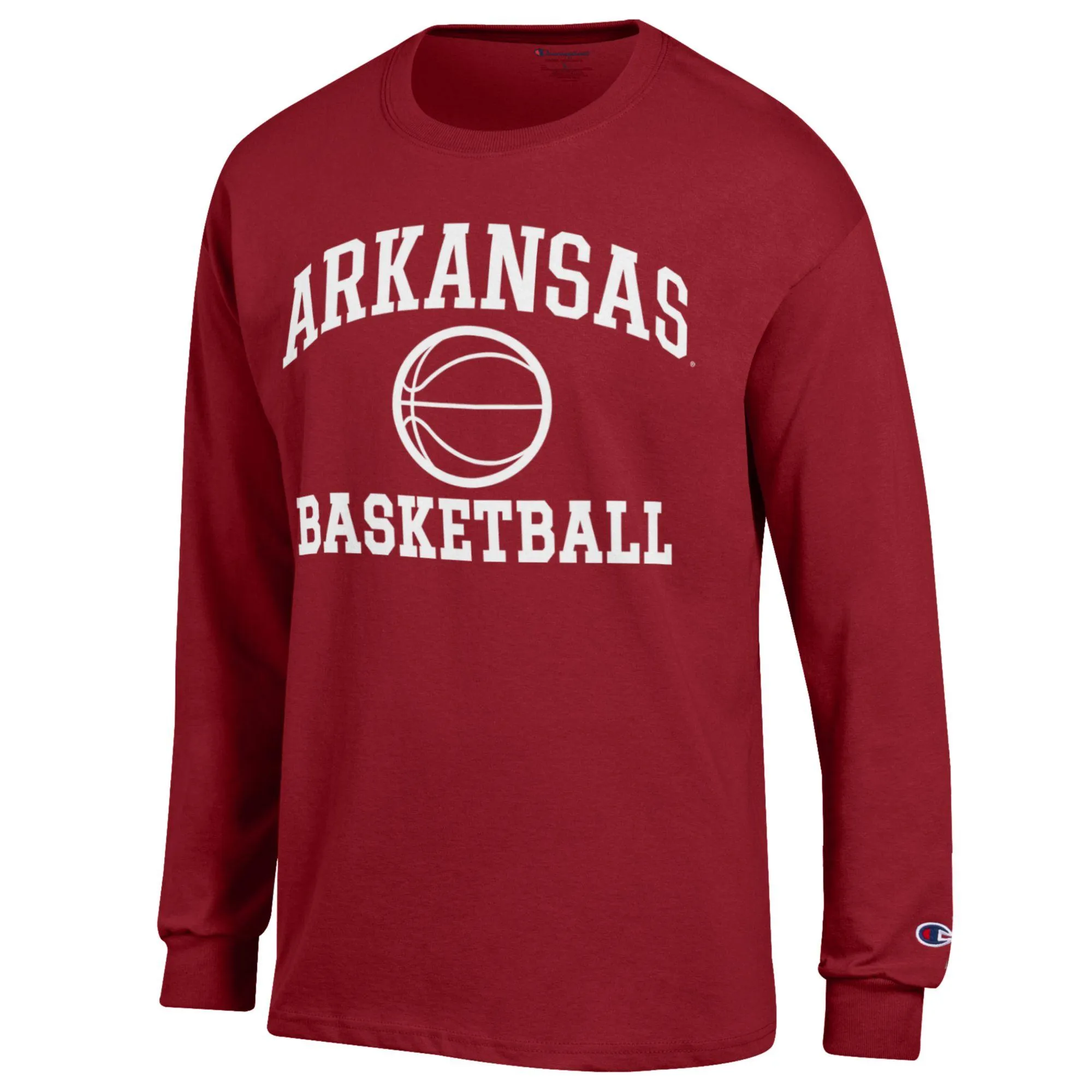 Men's Champion Cardinal Arkansas Razorbacks Basketball Icon Long Sleeve T-Shirt